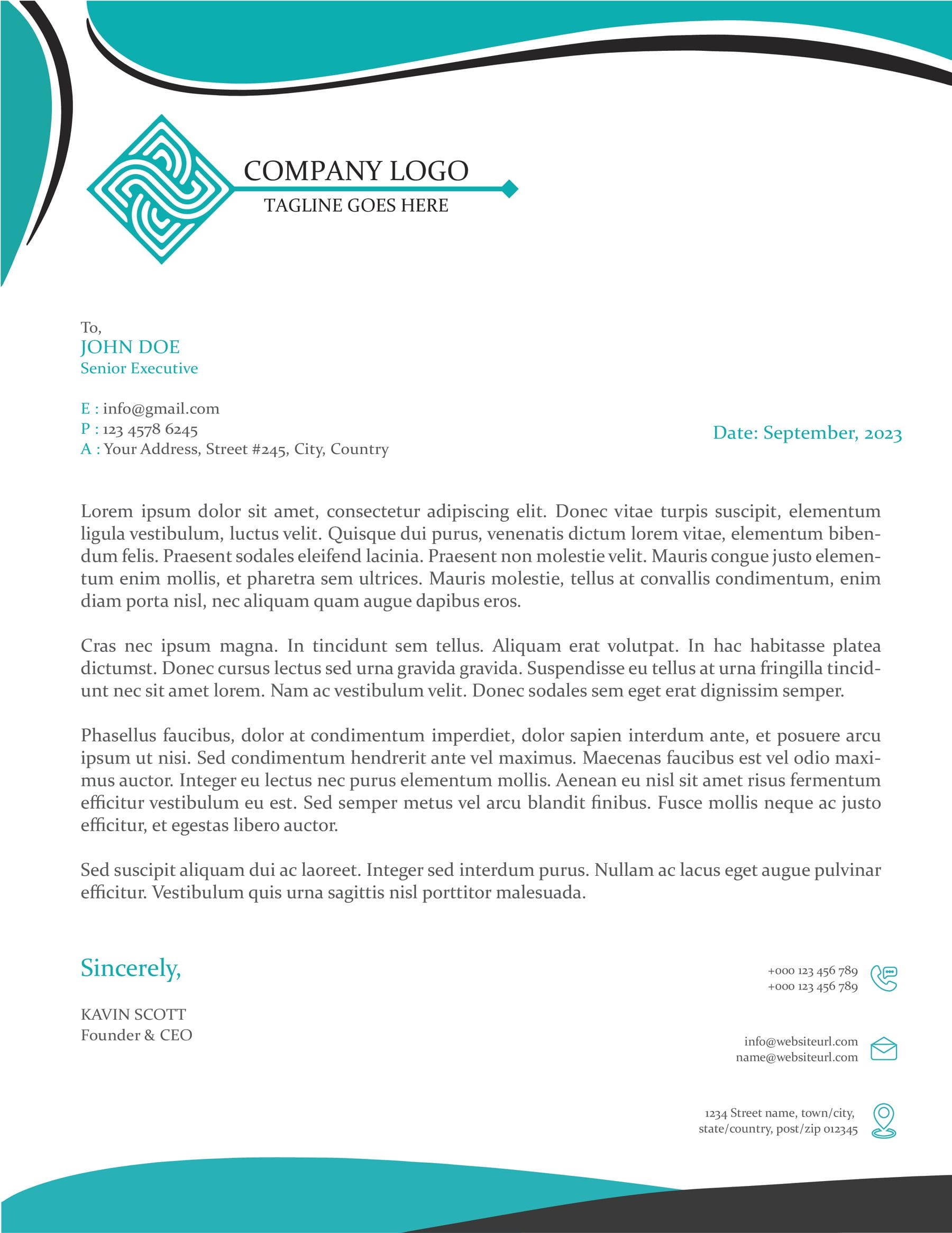 Free Aquadynamic Executive Letterhead Template