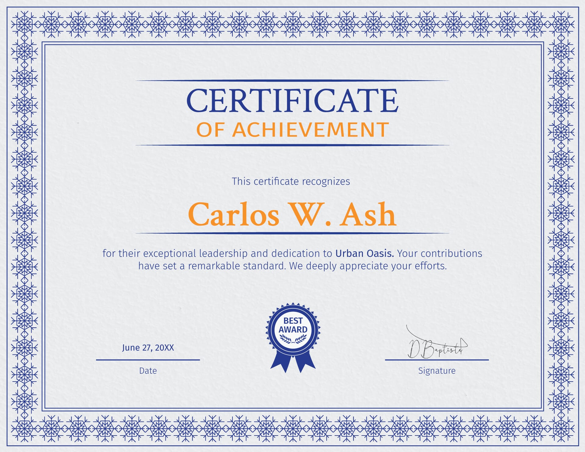 Recognition Certificate Template Landscape WordLayouts