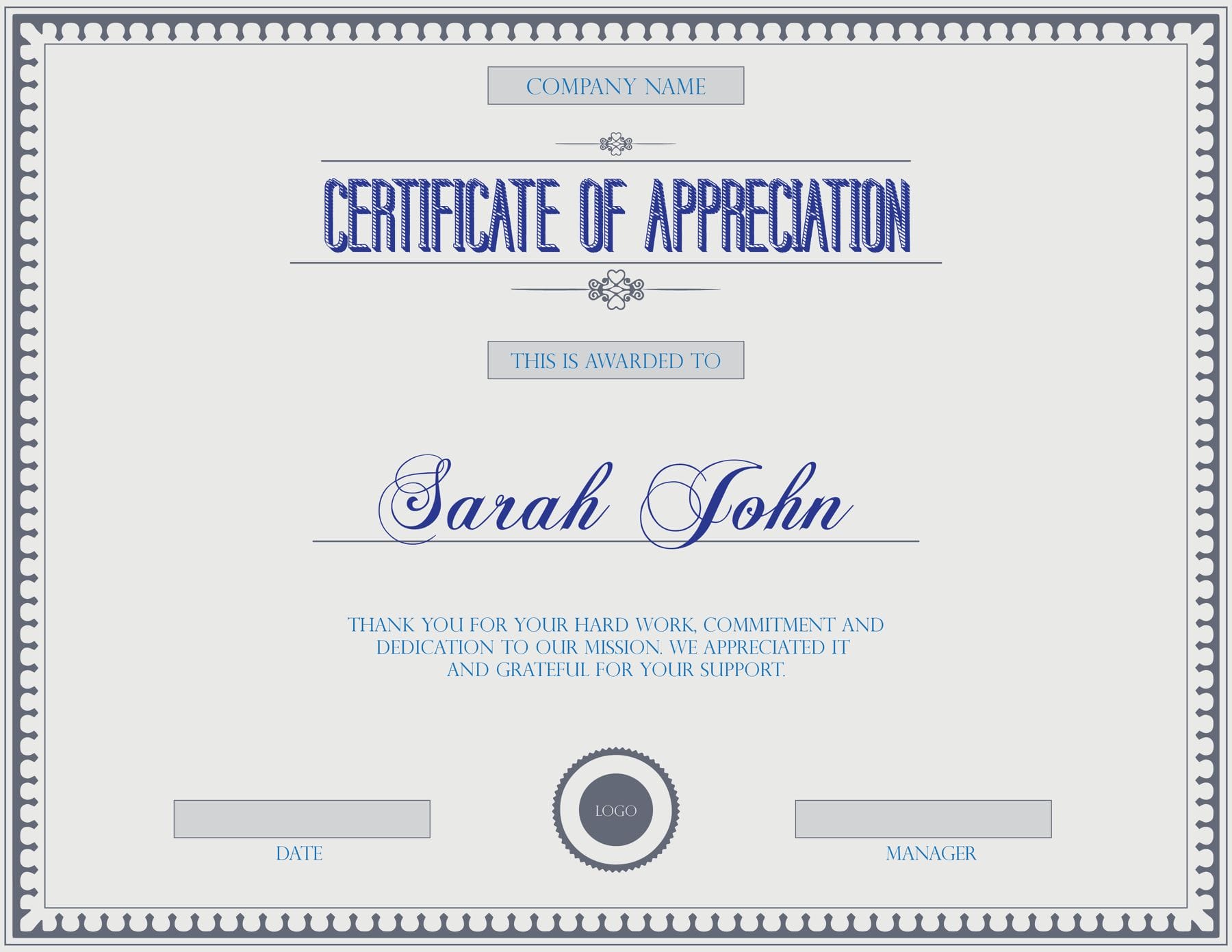 Serene Achievement Award Certificate Template (Landscape) WordLayouts