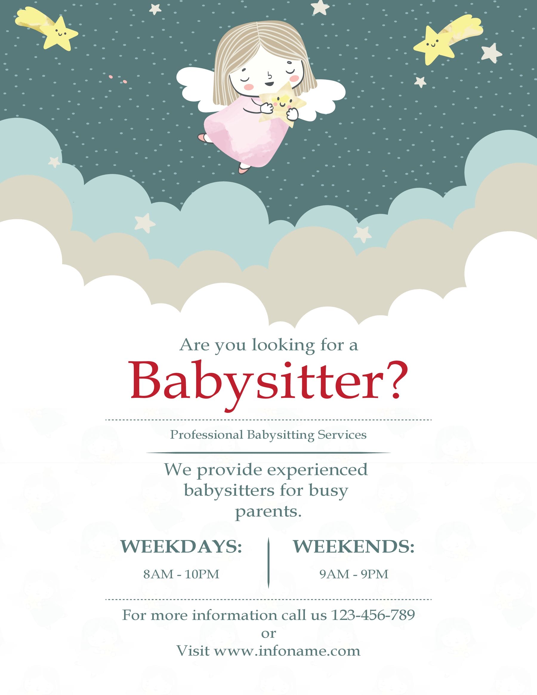 Free Babysitting Flyers (Edit \u0026 Printable), image size:1800x2330