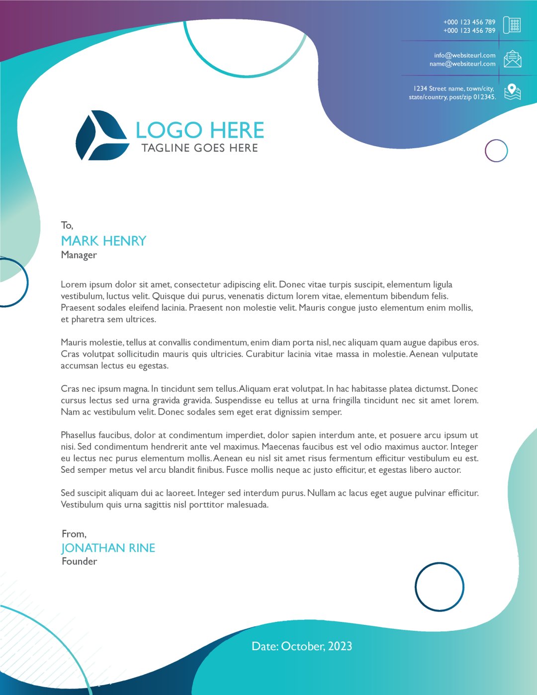 Progressive Flow Letterhead Template - WordLayouts