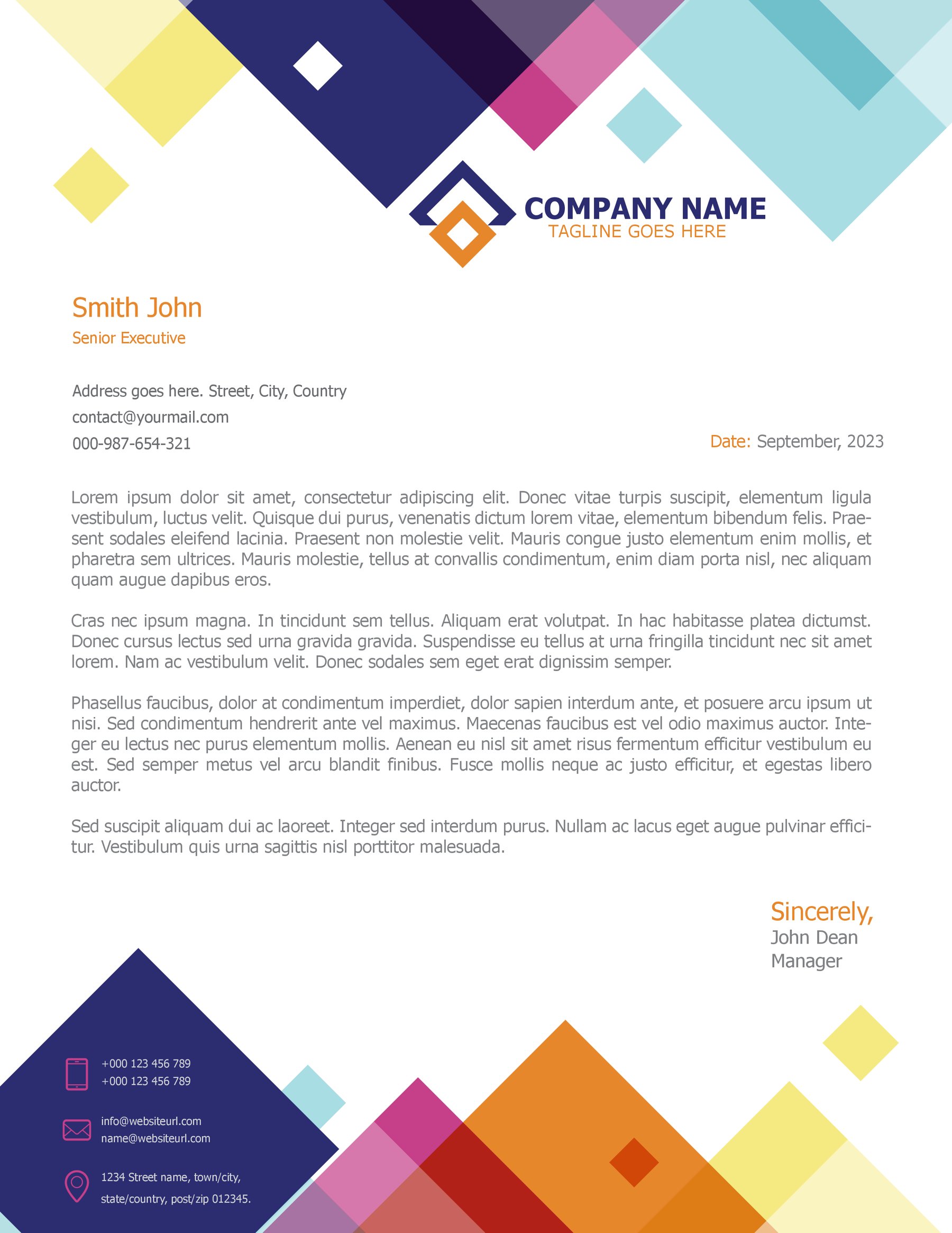 BlueEdge Corporate Letterhead Template - Wordlayouts
