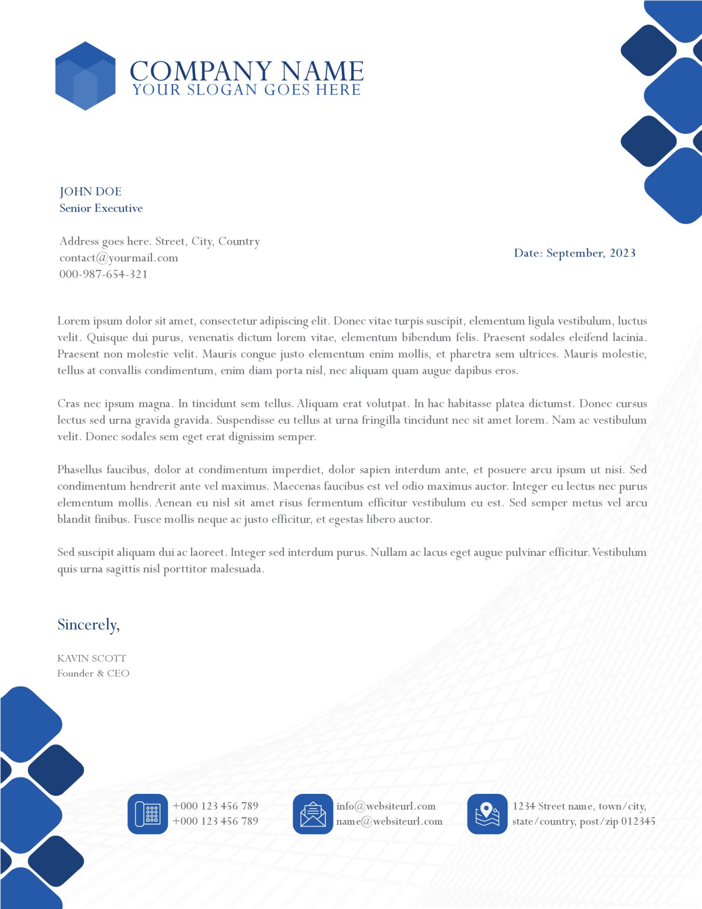 Monochrome Flow Letterhead Template - WordLayouts