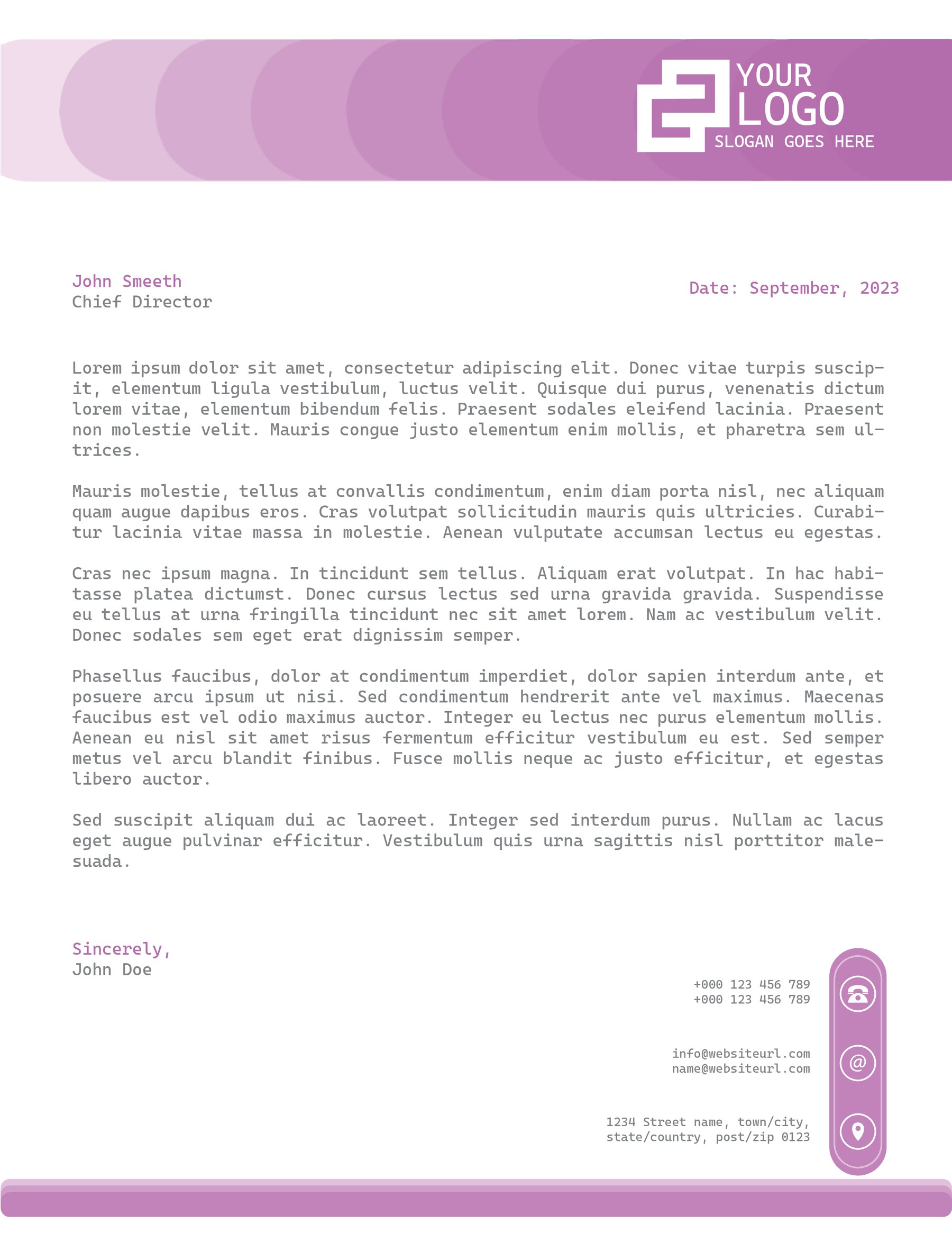 Free PurpleWave Professional Letterhead Template