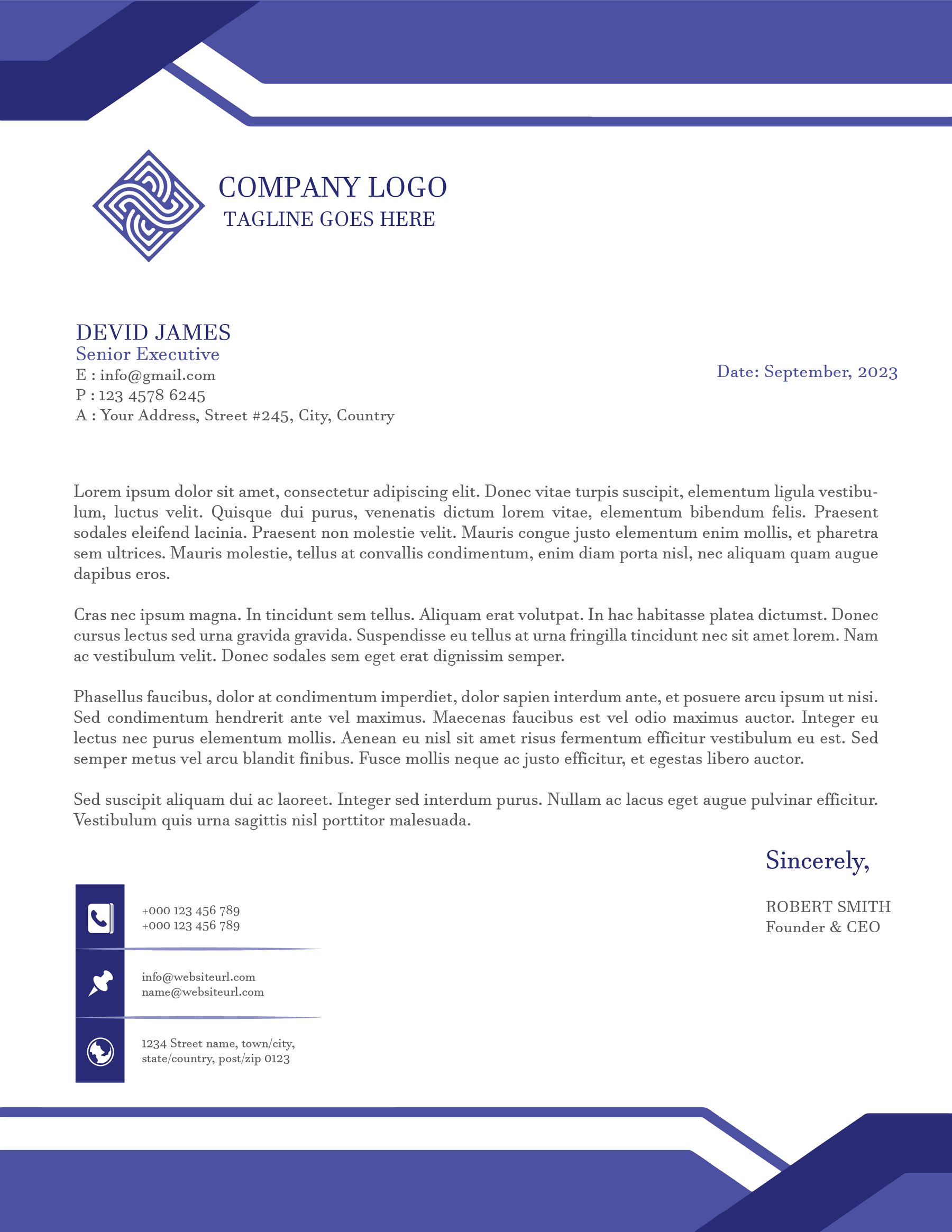 Purple Pro Communications Letterhead Template