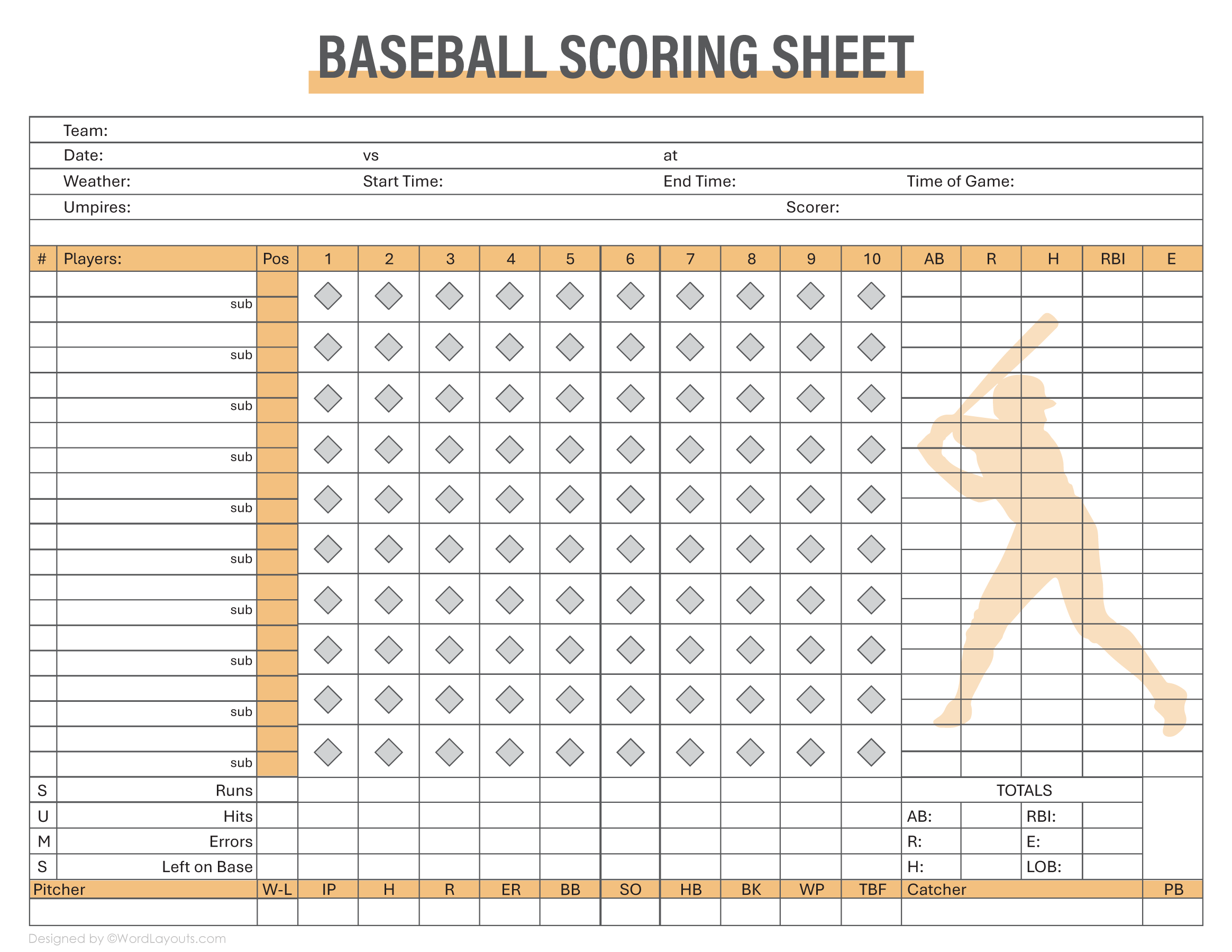 Ultimate Precision Baseball Scorecard - WordLayouts