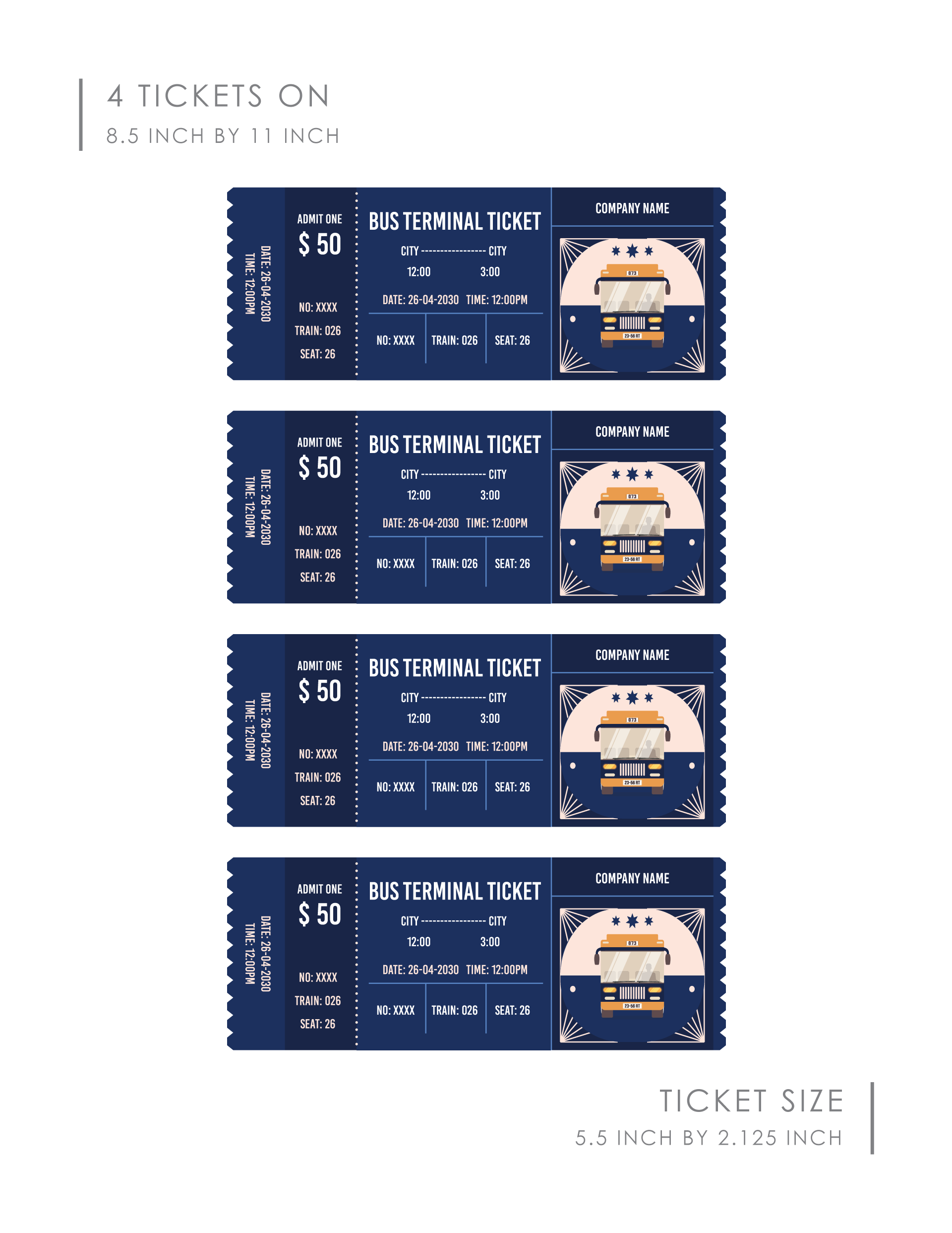 Executive Line Bus Terminal Ticket - WordLayouts