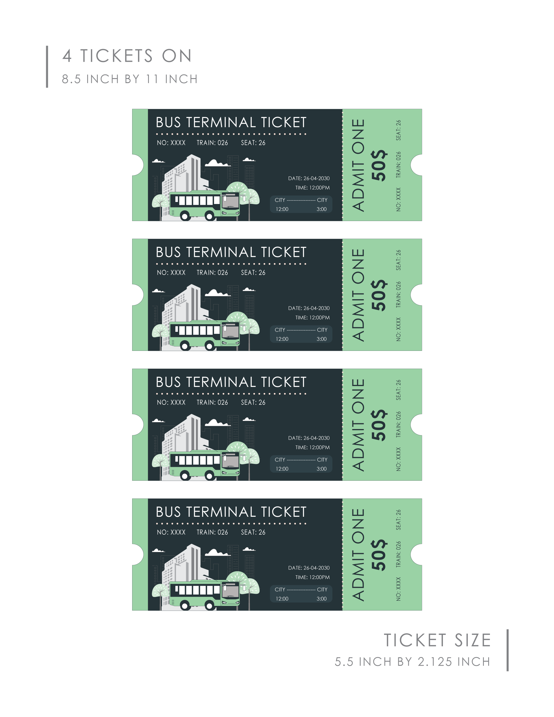 Urban Commuter Bus Ticket - WordLayouts
