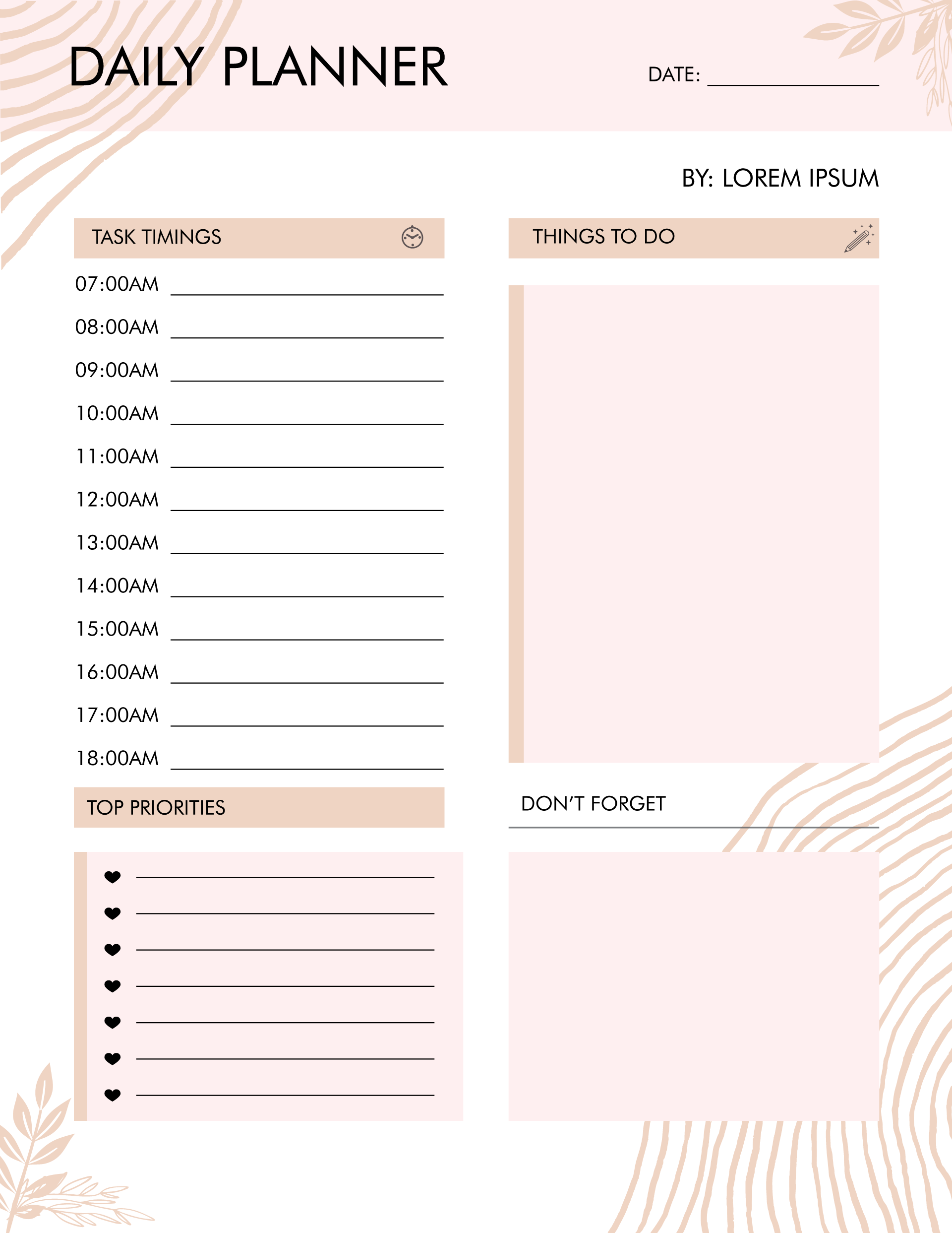 Modern Minimalist Daily Planner - WordLayouts