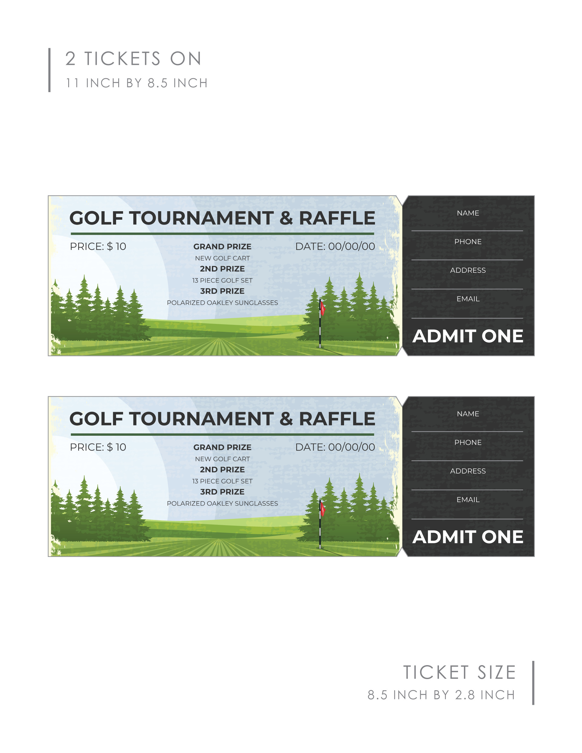 Fairway to Fortune Golf Raffle Ticket - WordLayouts
