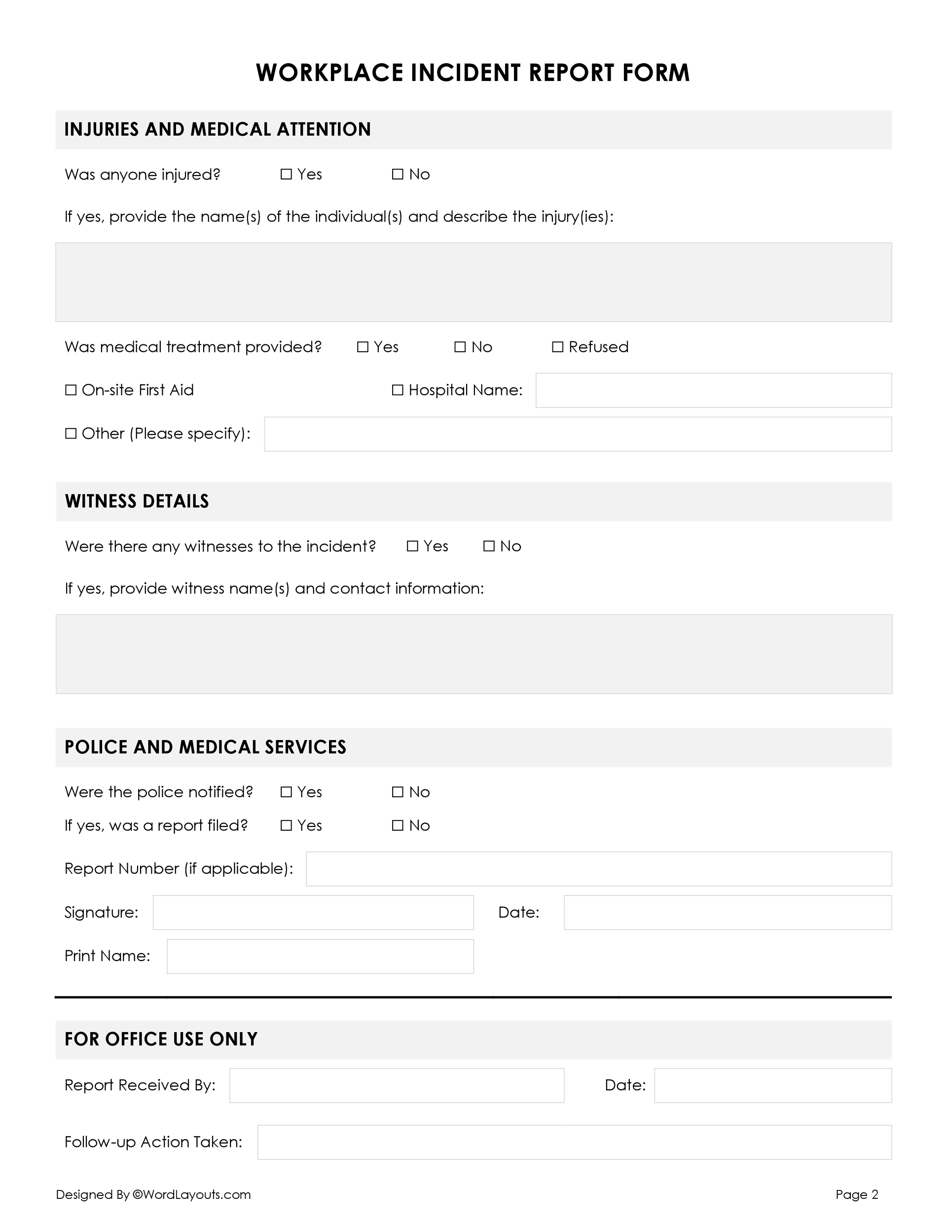 free-workplace-incident-report-template-word-gdoc-wordlayouts for Free Printable Police Report Template Free Workplace Incident Report Template (Word, GDoc) - WordLayouts for Free Printable Police Report Template
