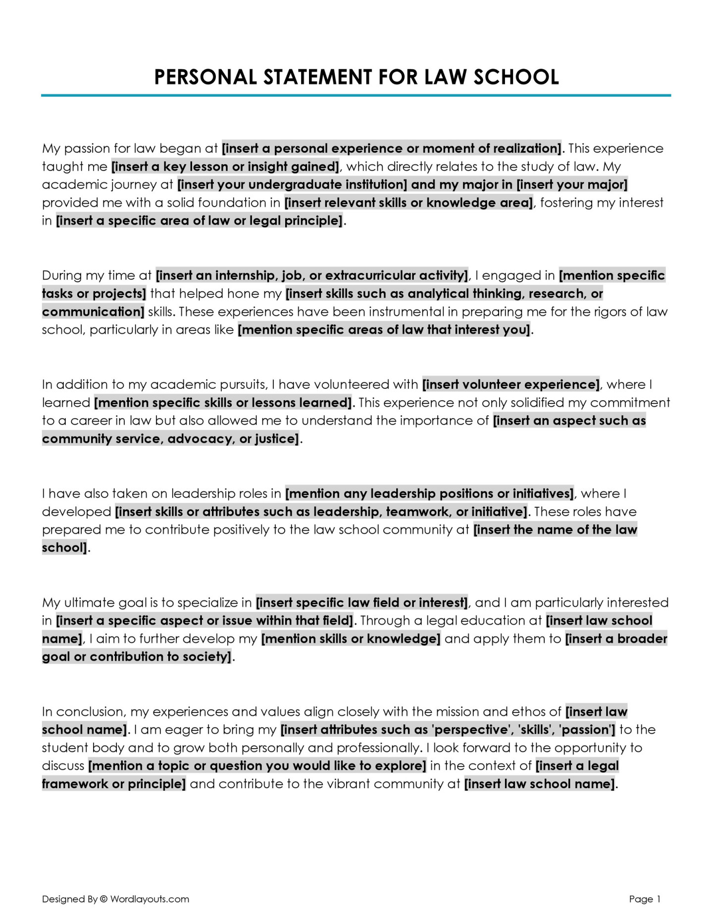7 Powerful Personal Statement Templates - WordLayouts