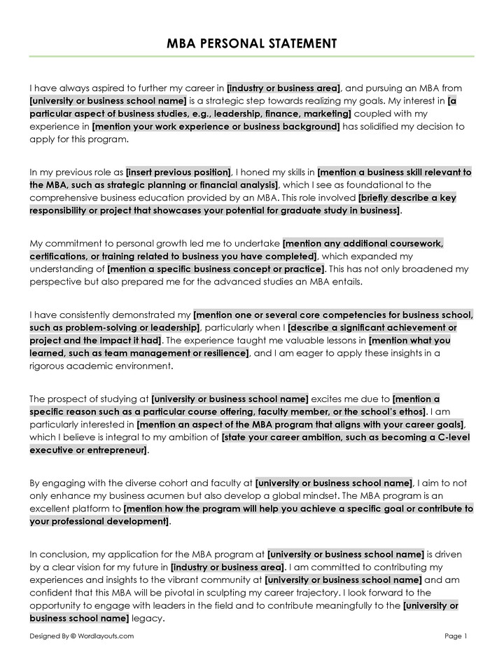 7 Powerful Personal Statement Templates - WordLayouts