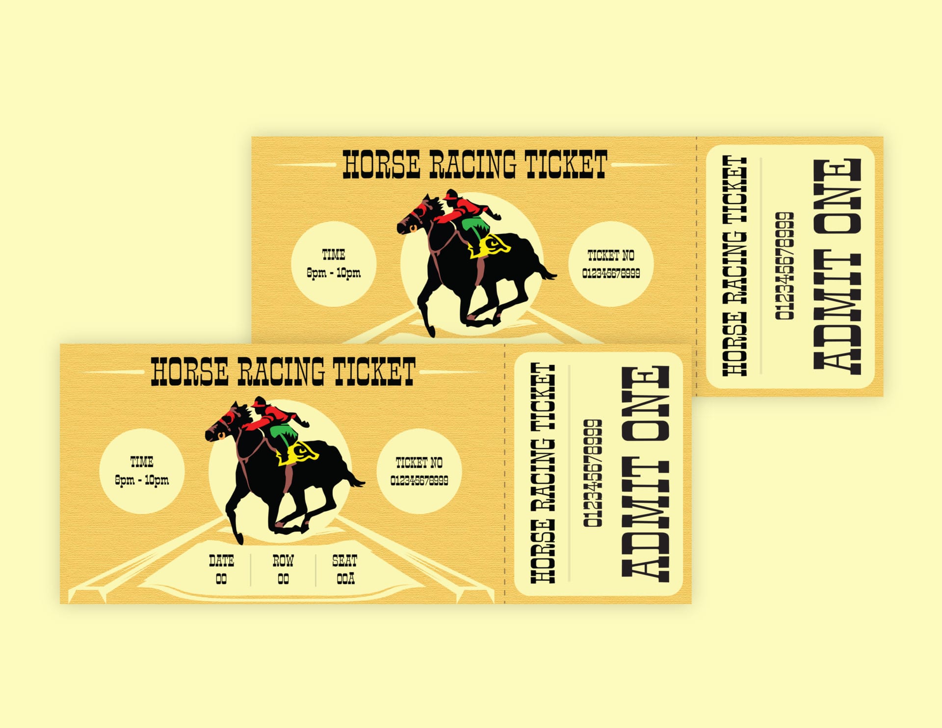 Thrilling Horse Racing Event Ticket Template - Editable