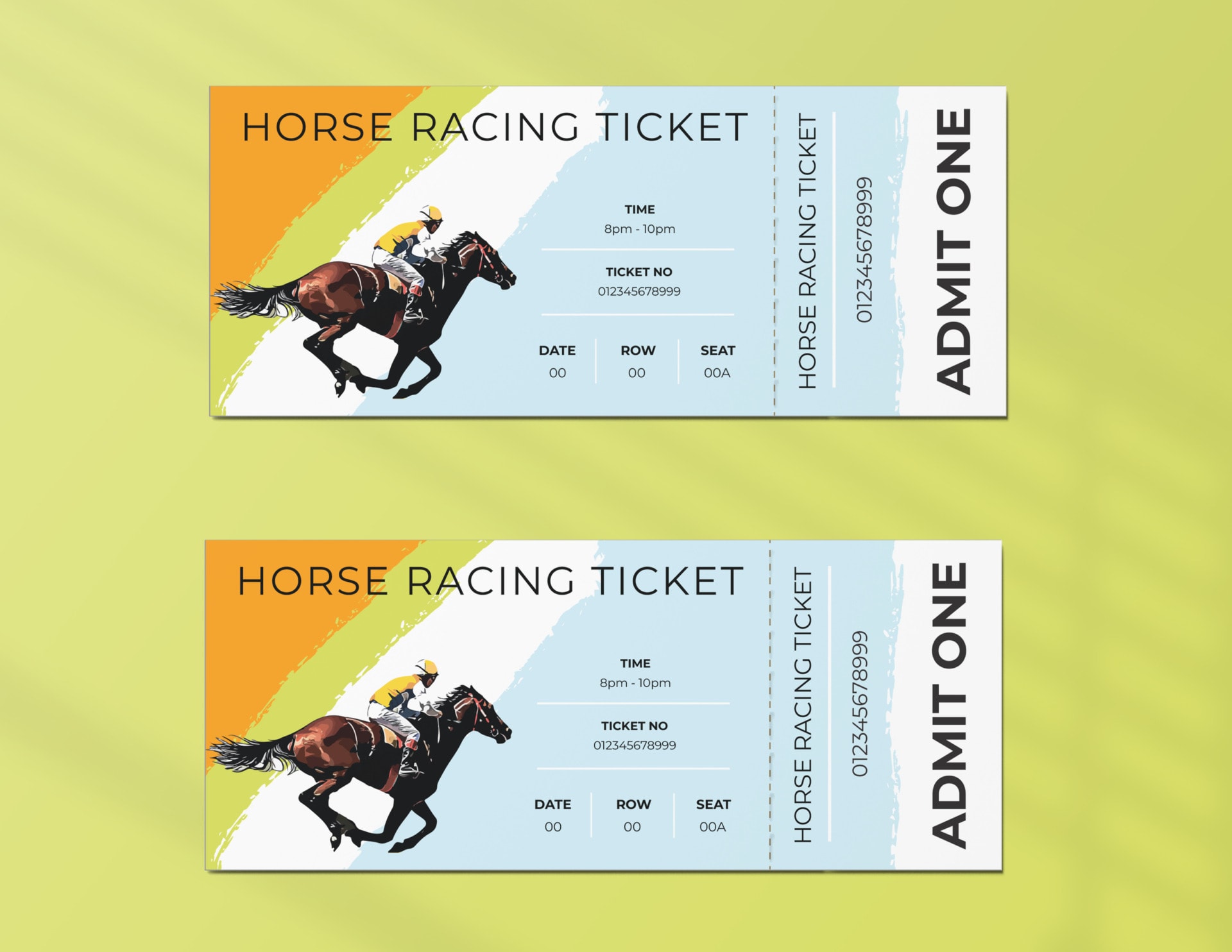 Sleek Equestrian Race Day Ticket Template - Customizable