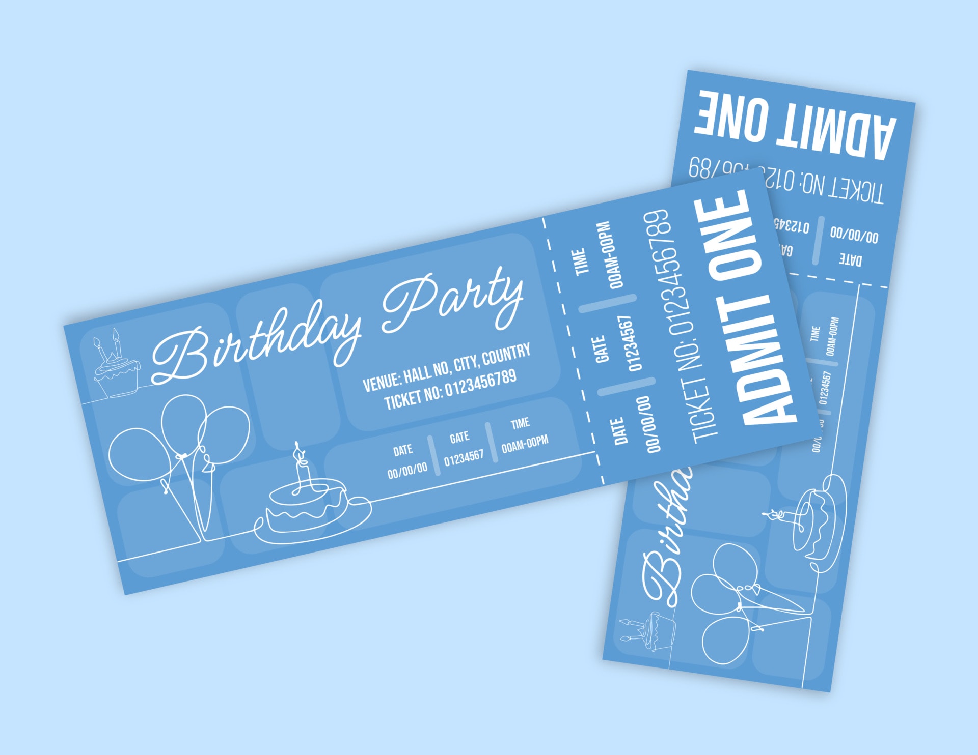 Royal Celebration Birthday Party Ticket Template - Customizable