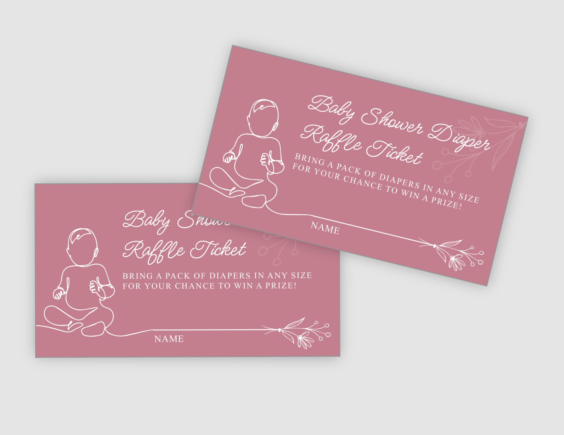 Elegant Baby Shower Diaper Raffle Ticket Template - Editable