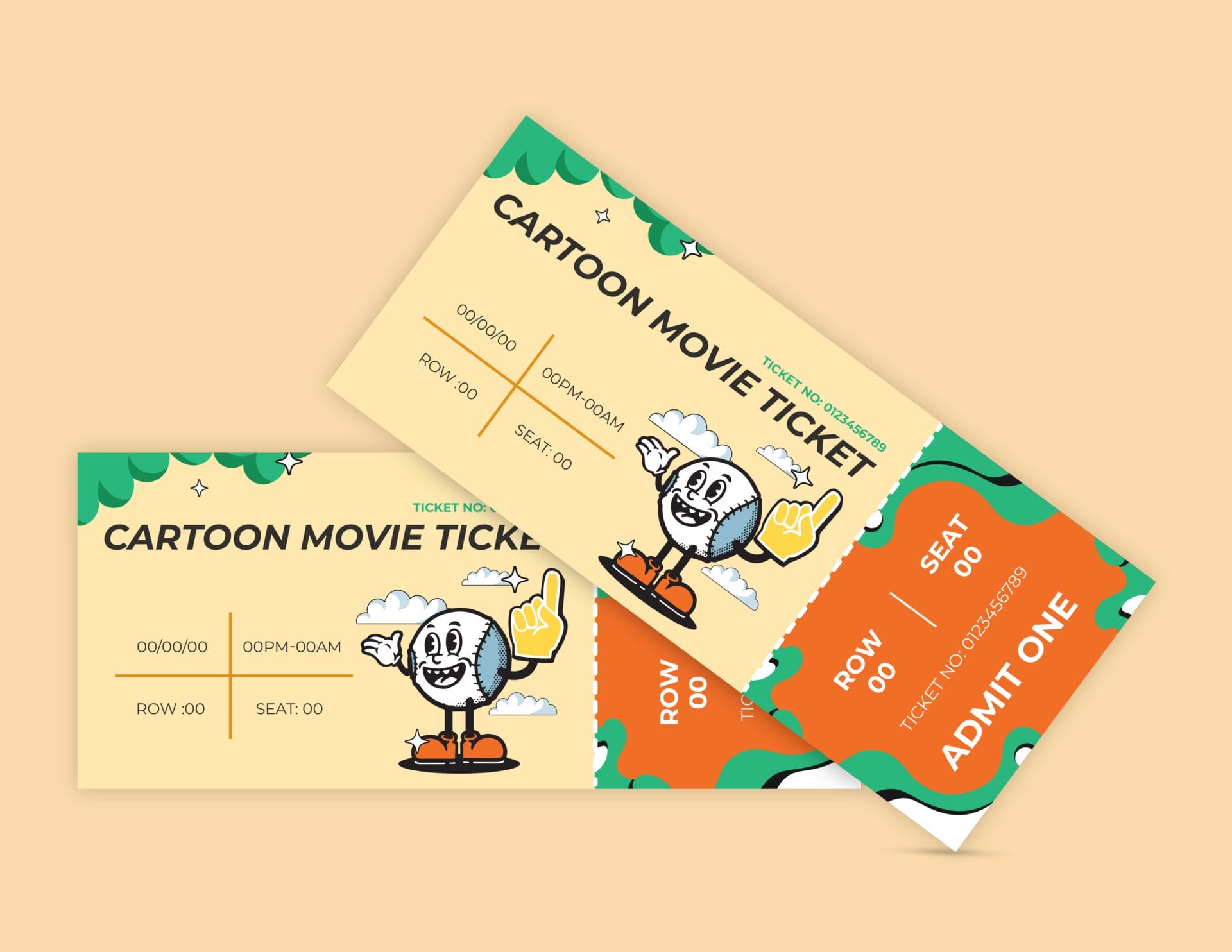 Animated Hero Movie Ticket Template - Customizable