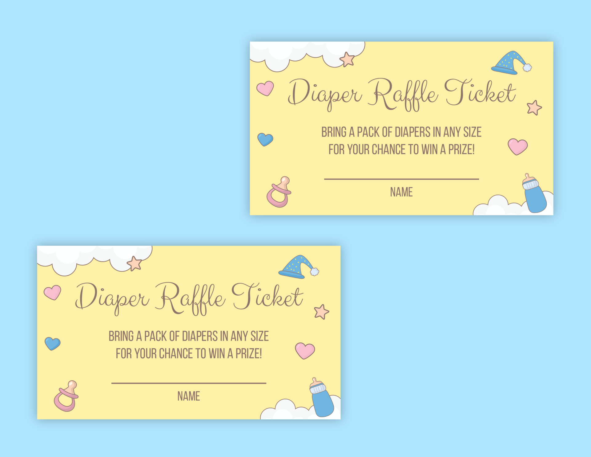 Baby Bliss Diaper Raffle Ticket Template - Customizable