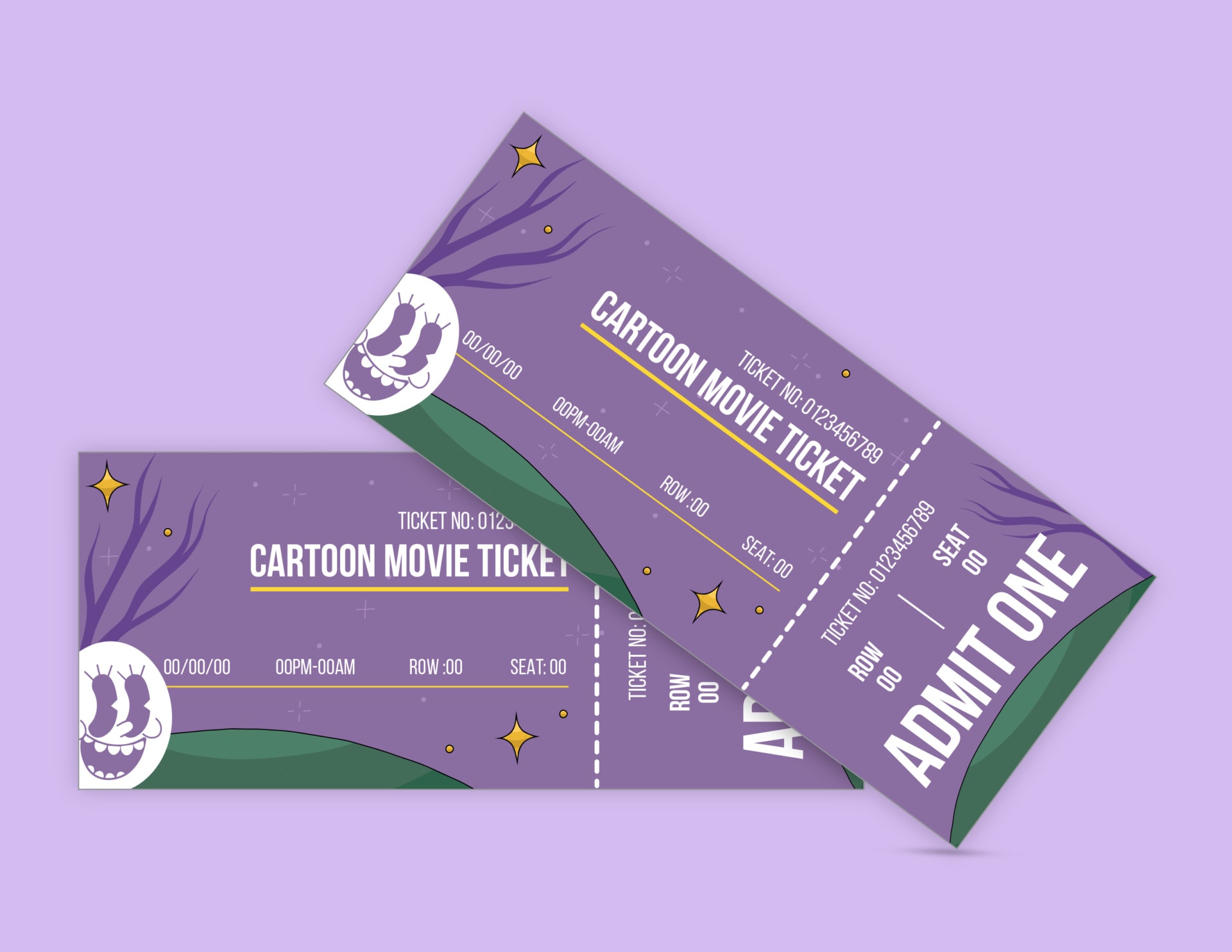 Fantasy Fun Cartoon Movie Ticket Template - Editable