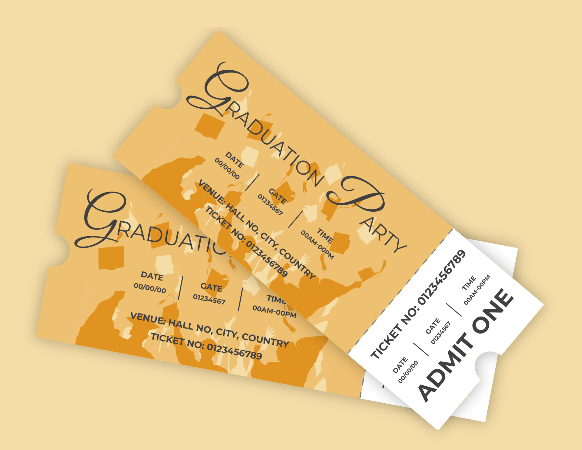 Cap and Gown Graduation Ticket - WordLayouts