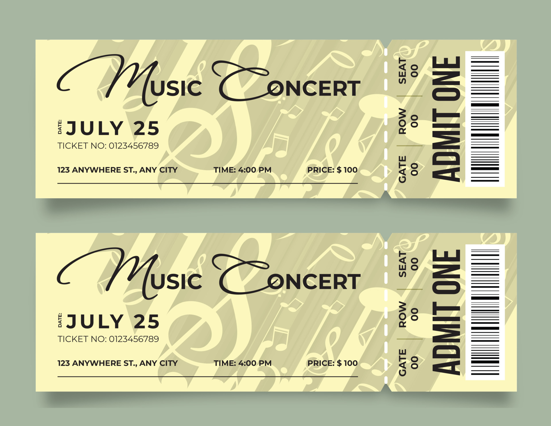 Golden Melody Music Concert Ticket - WordLayouts golden-melody-music-concert-ticket-wordlayouts