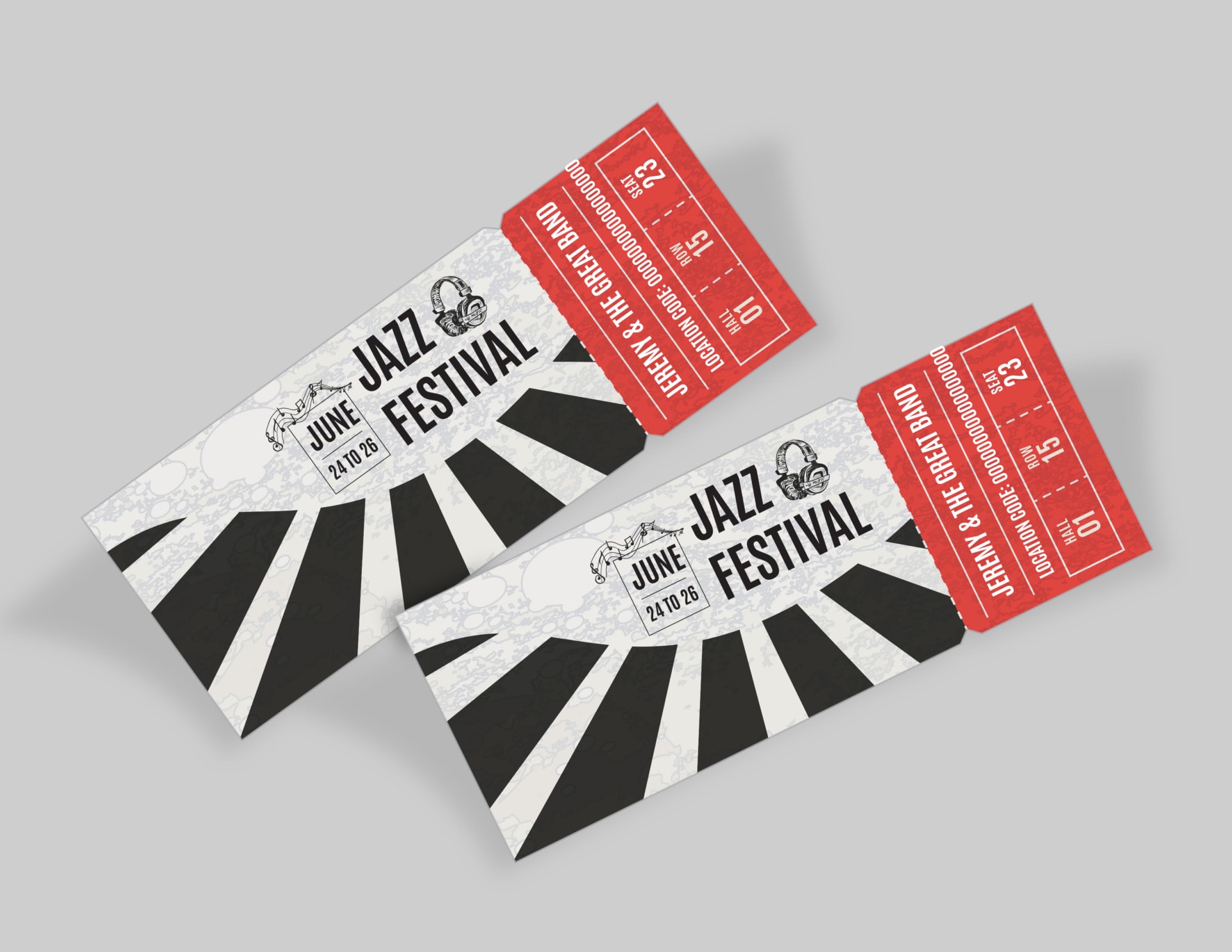 Jazz Rhythms Festival Ticket Template - Editable - Google slides