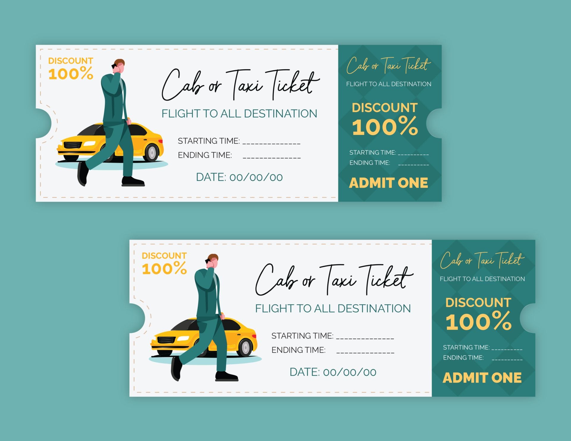 Promotional Taxi Fare Ticket Template - Customizable