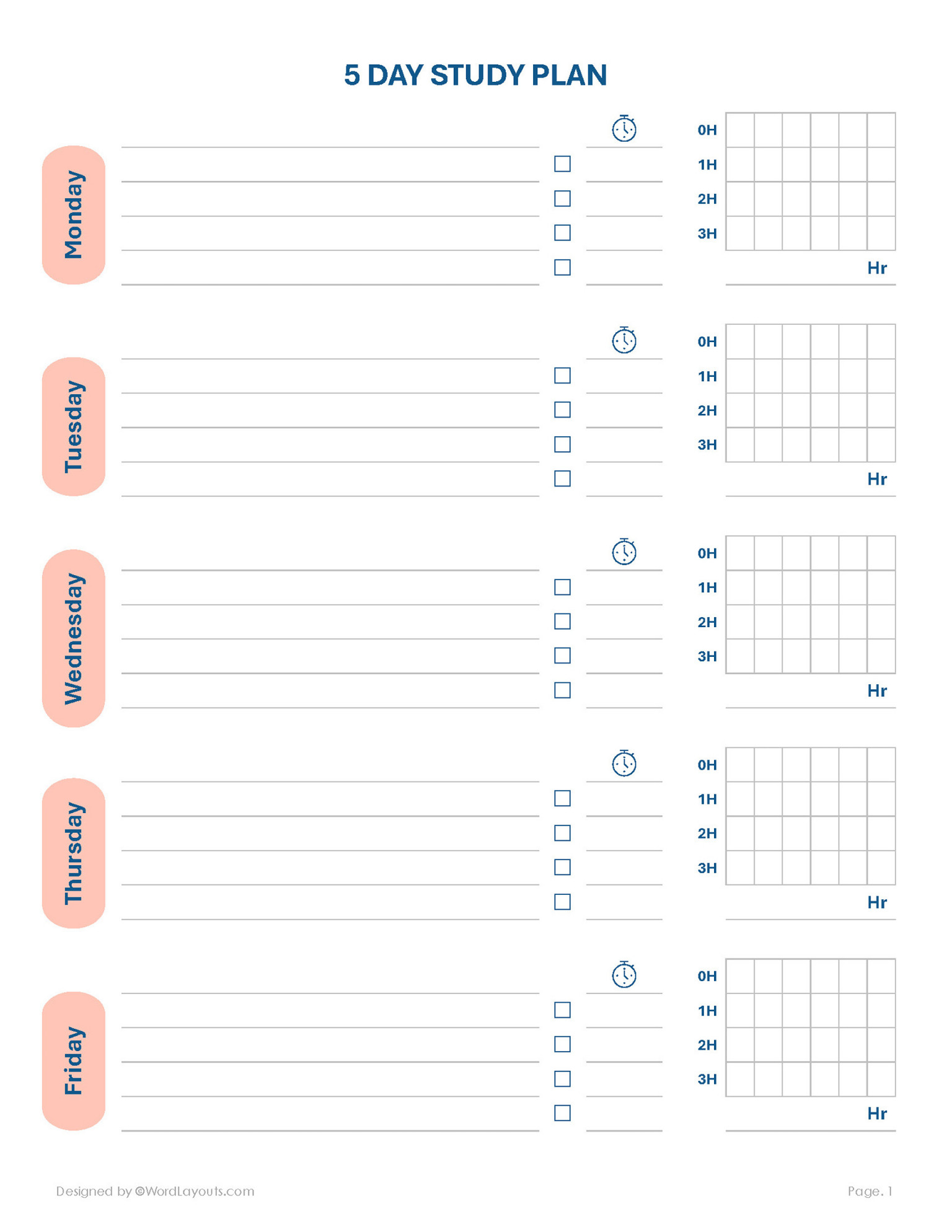Free Study Plan Templates (Edit & Print) - WordLayouts