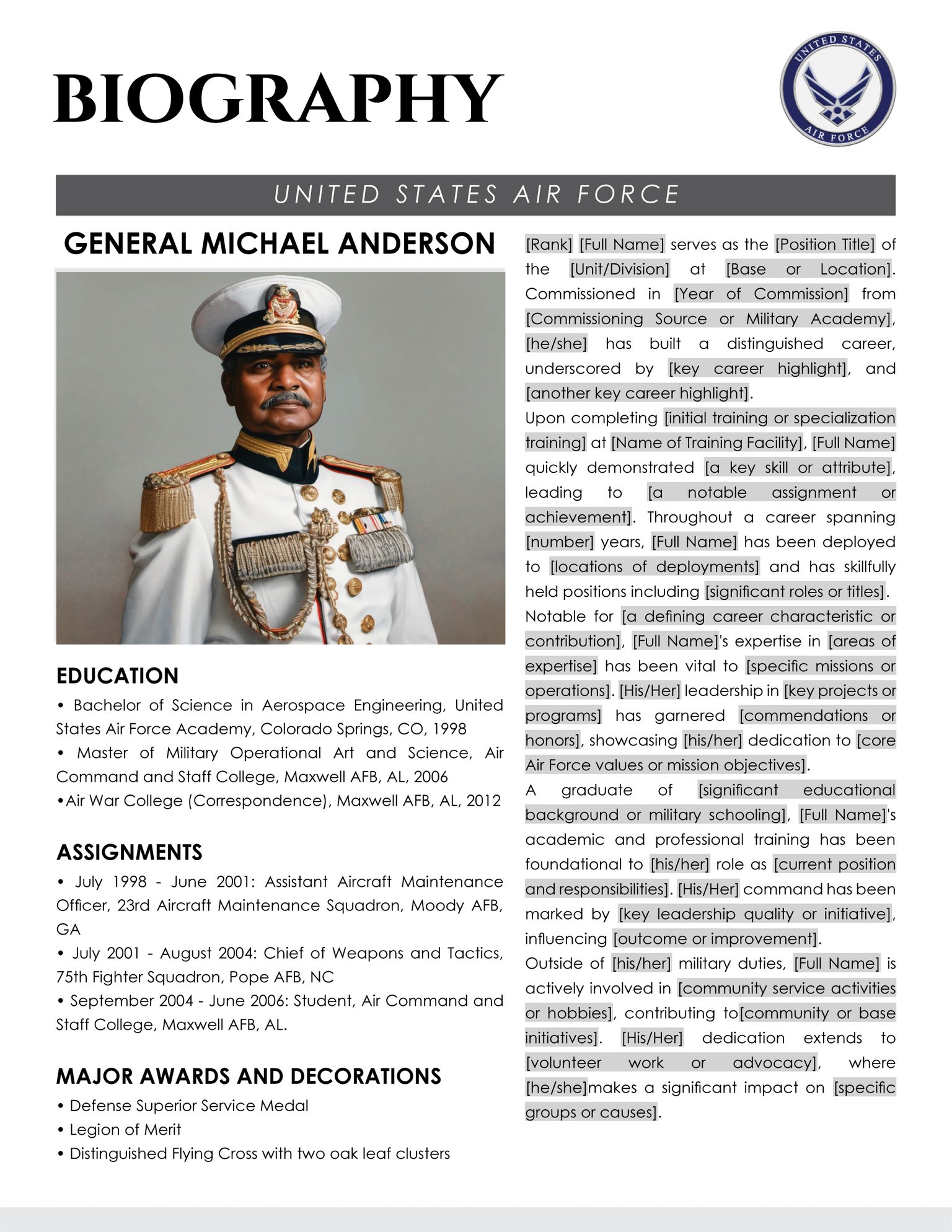 8 Free Biography Templates for Professionals - WordLayouts