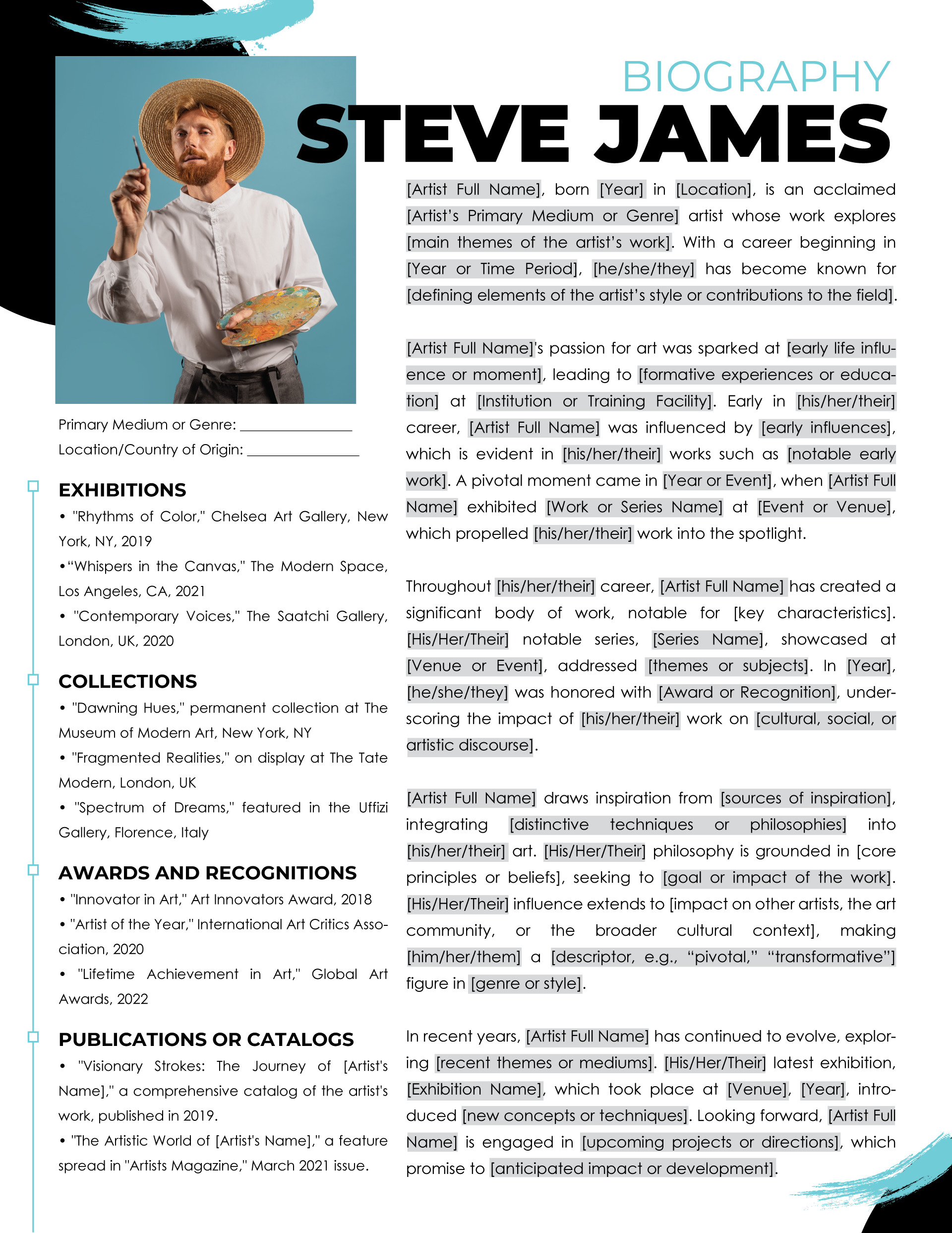Personal Work Biography Template
