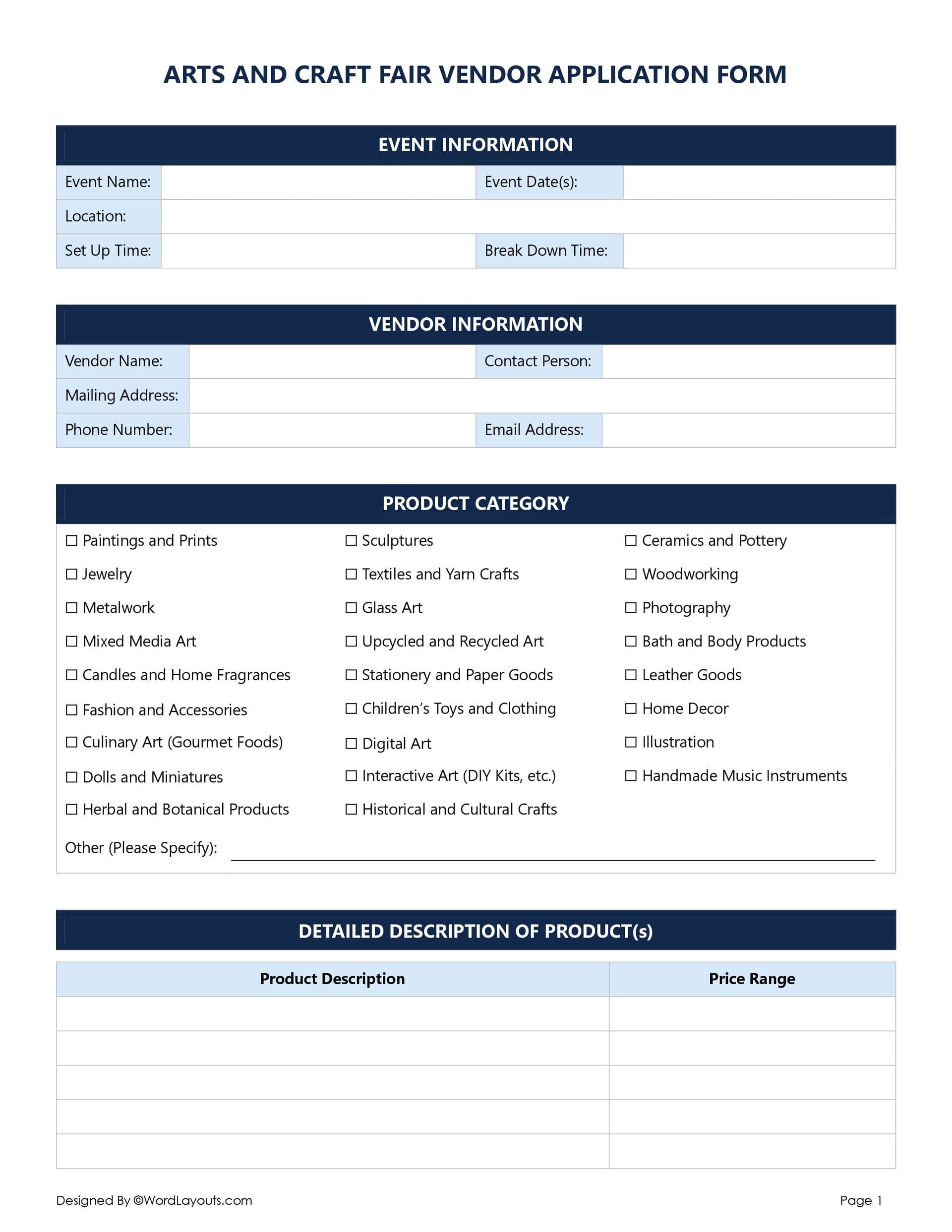 Free Vendor Application Form Templates (Downloadable) - WordLayouts free-vendor-application-form-templates-downloadable-wordlayouts