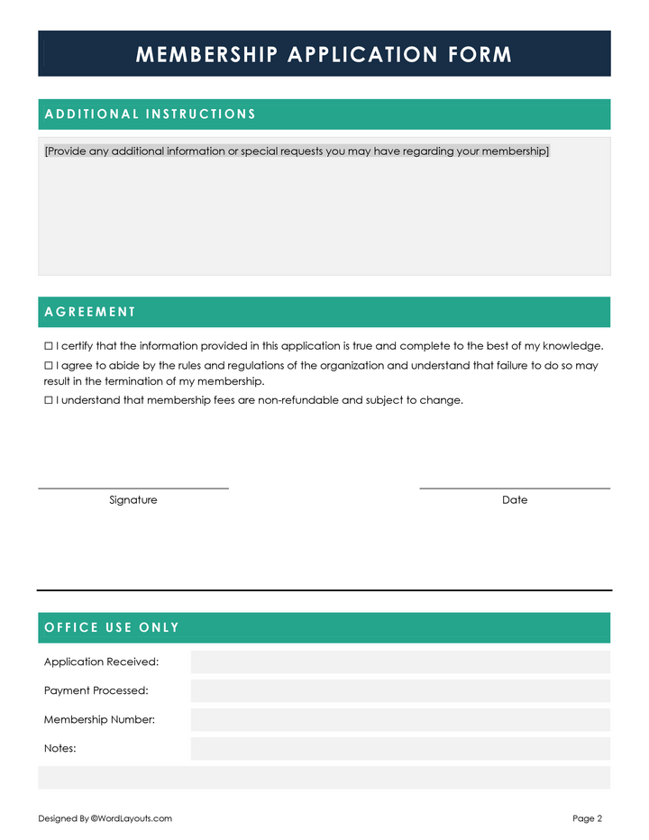 Free Membership Application Form Templates (6 Types) - WordLayouts