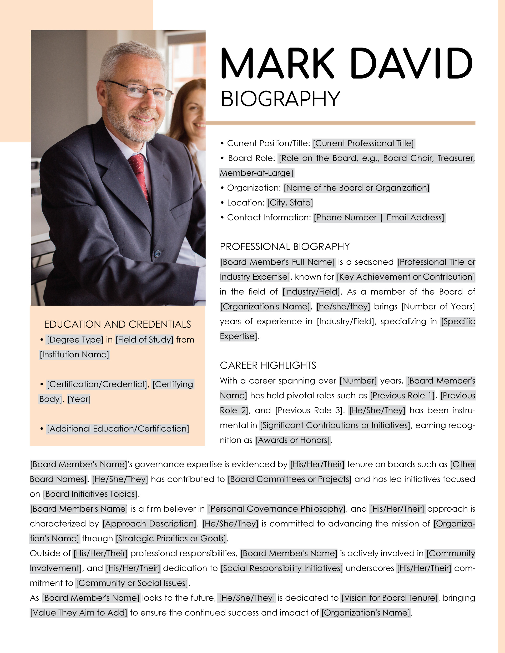 8 Free Biography Templates for Professionals - WordLayouts