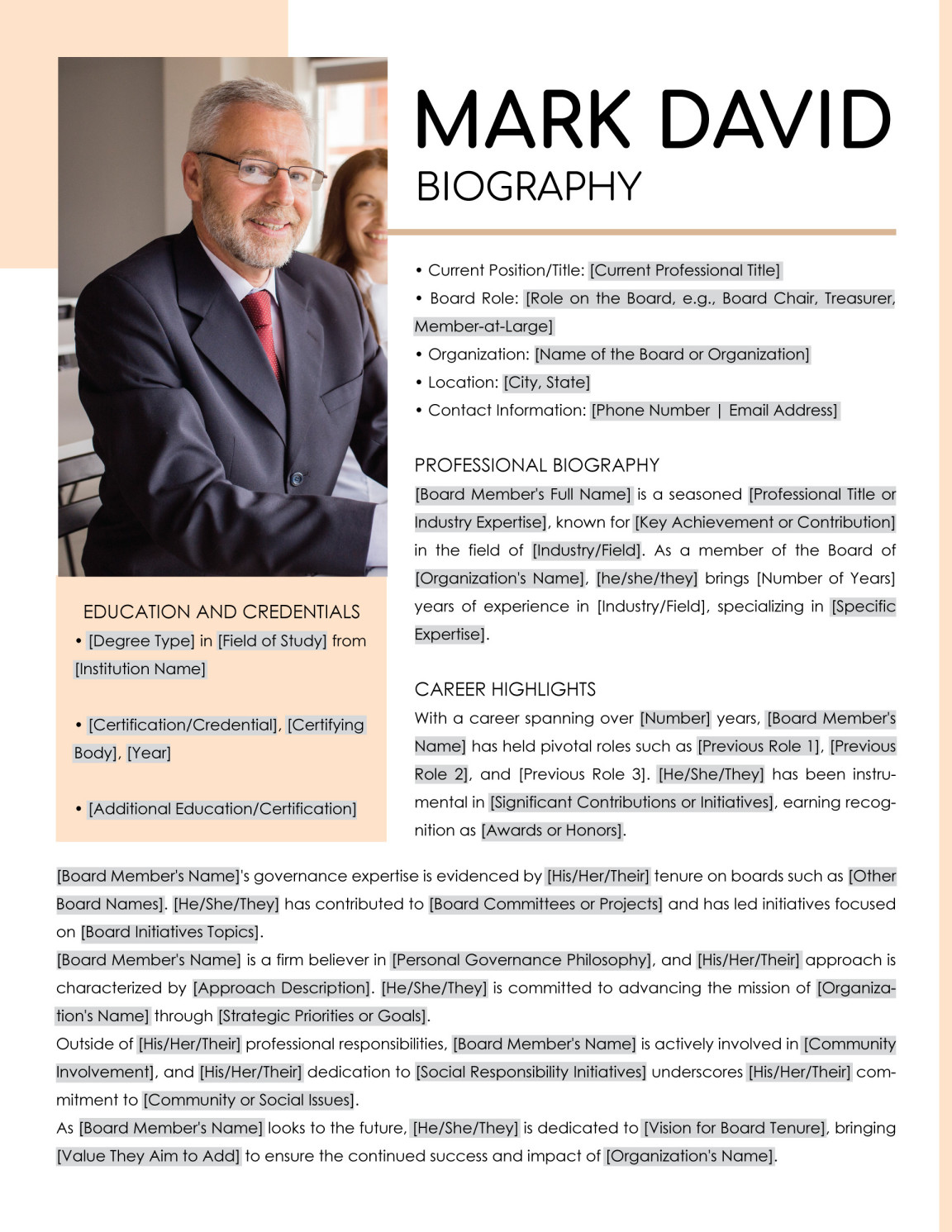 8 Free Biography Templates for Professionals - WordLayouts