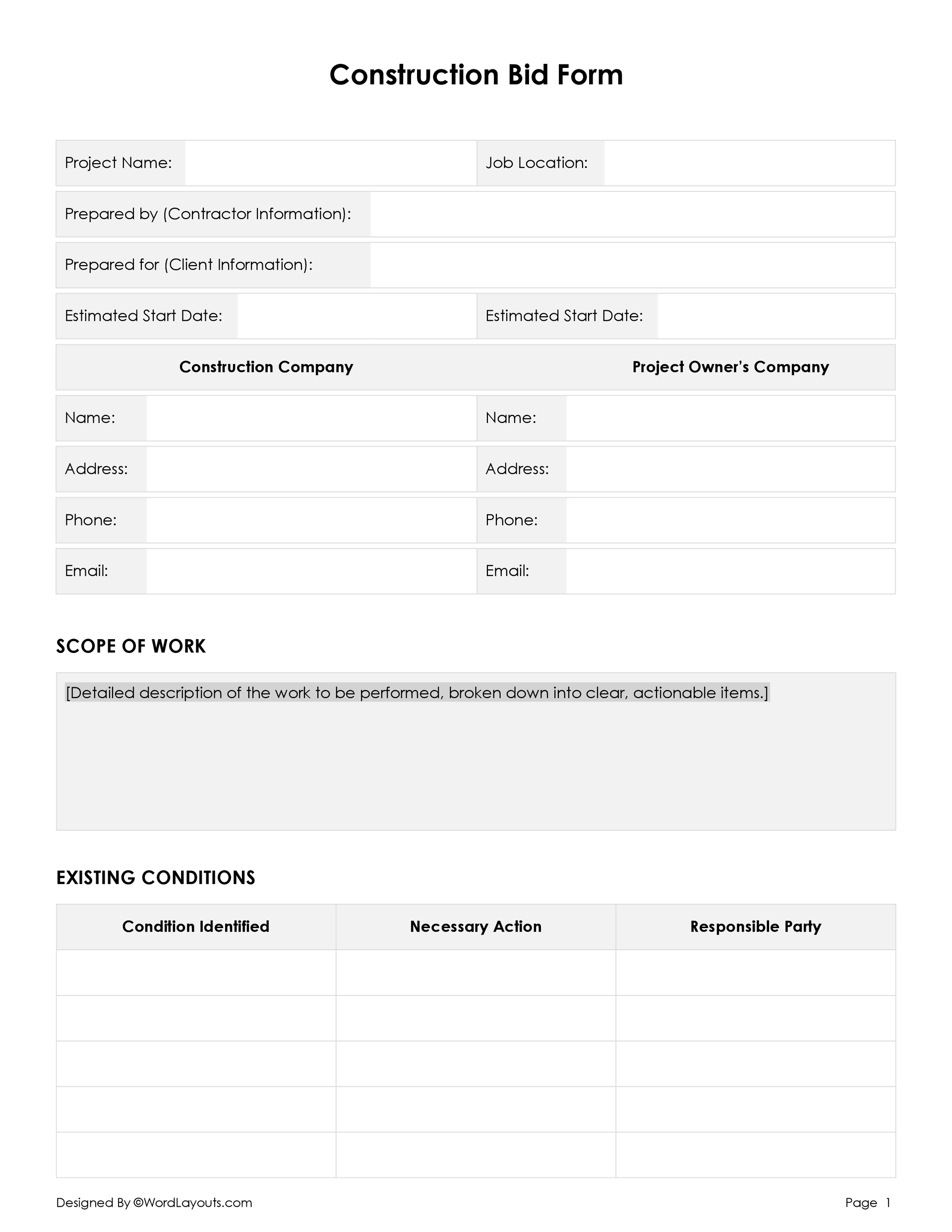 Construction Bid and Proposal Template - WordLayouts construction-bid-and-proposal-template-wordlayouts
