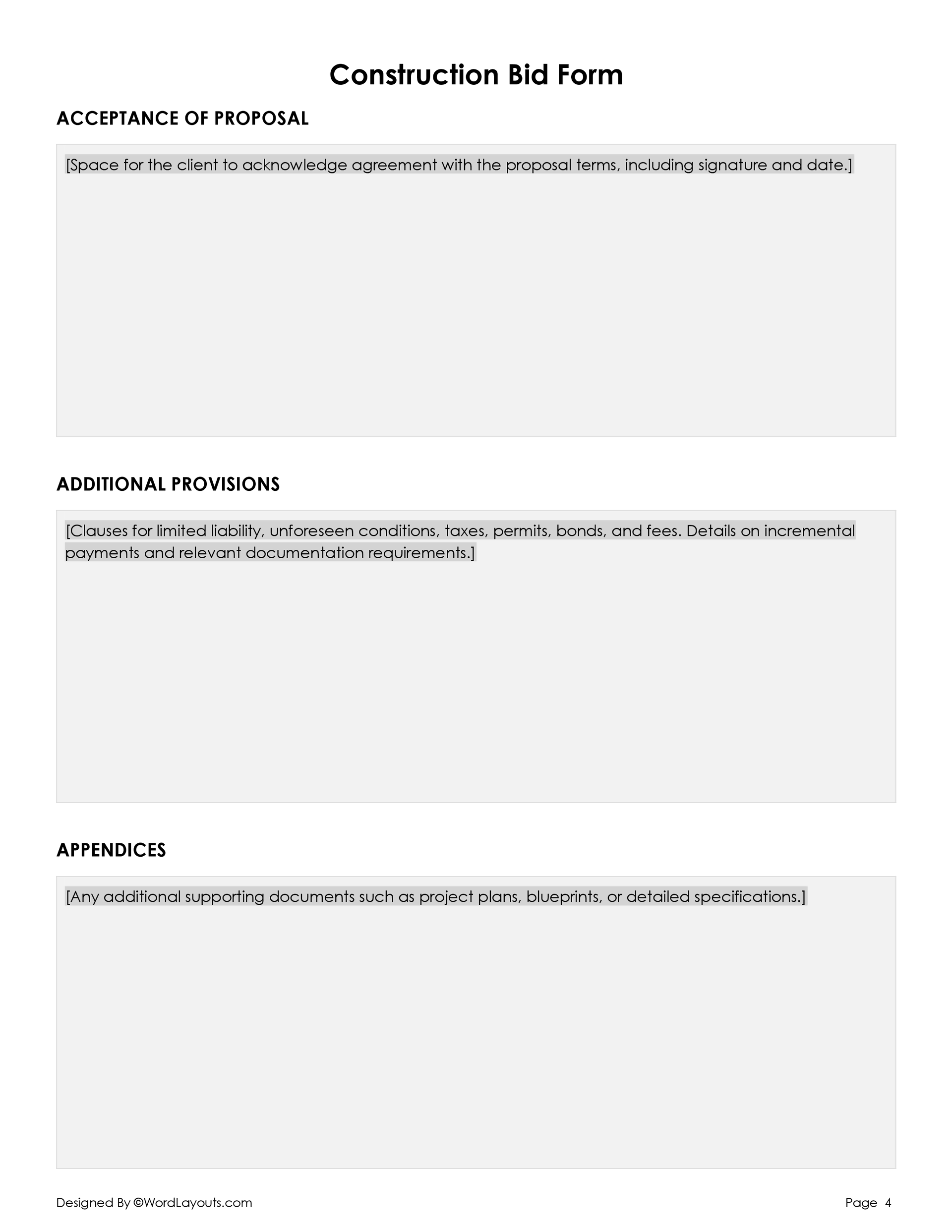 Construction Bid and Proposal Template - WordLayouts construction-bid-and-proposal-template-wordlayouts