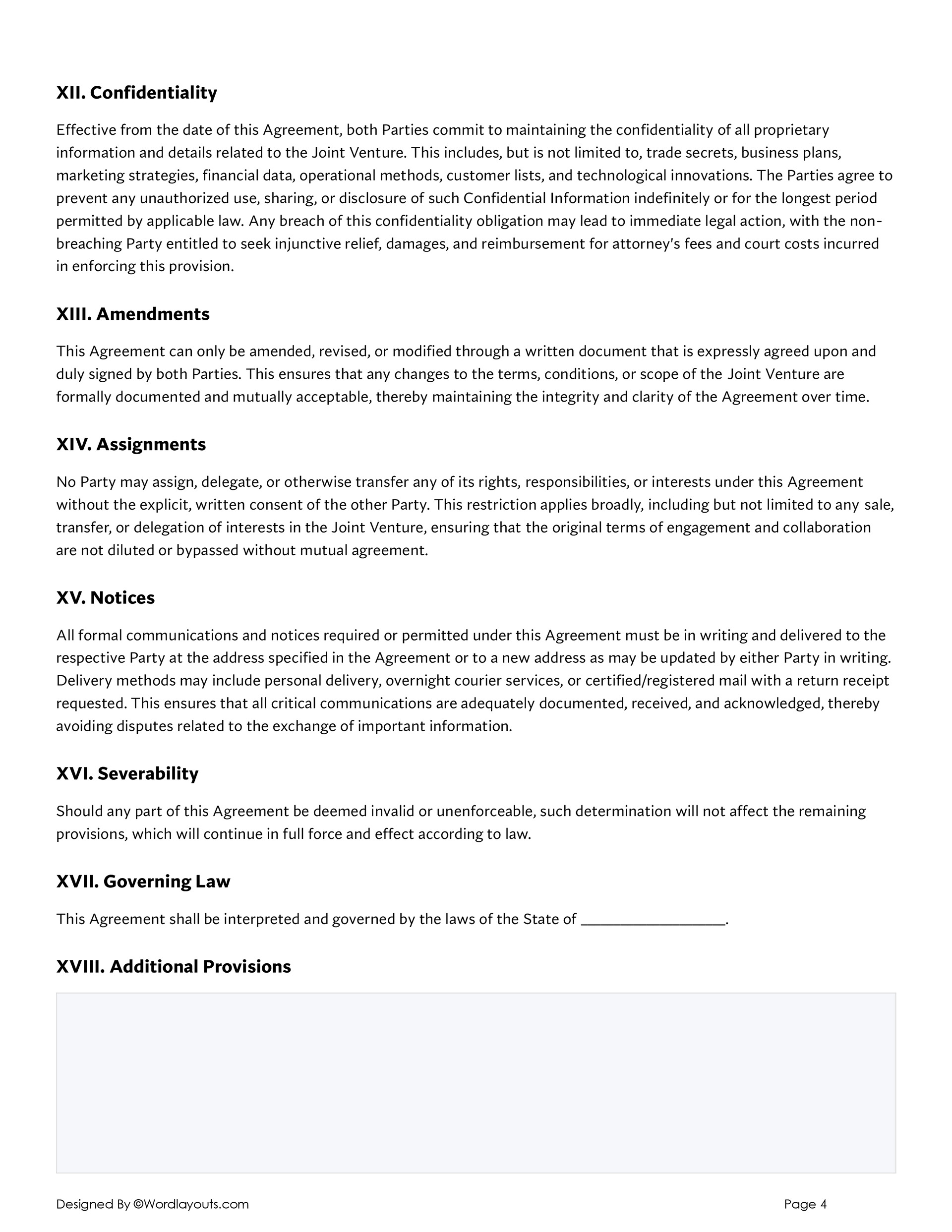 Free Joint Venture Agreement Template (Word GDocs) WordLayouts Free Joint Venture Agreement Template (Word GDocs) WordLayouts