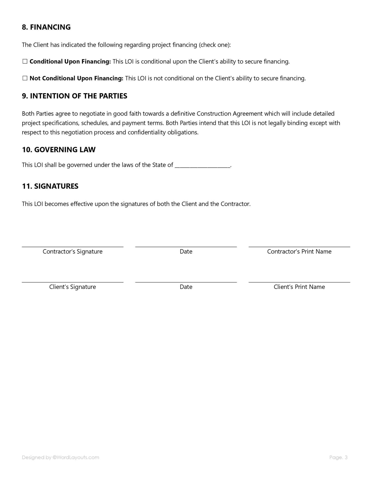 20 Free Letter of Intent (LOI) Templates - WordLayouts