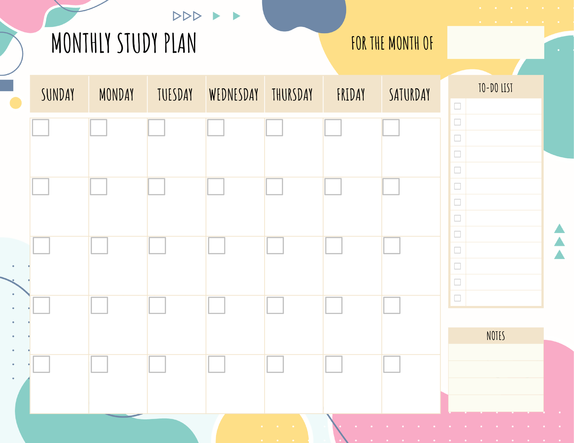 Free Study Plan Templates (Edit & Print) WordLayouts