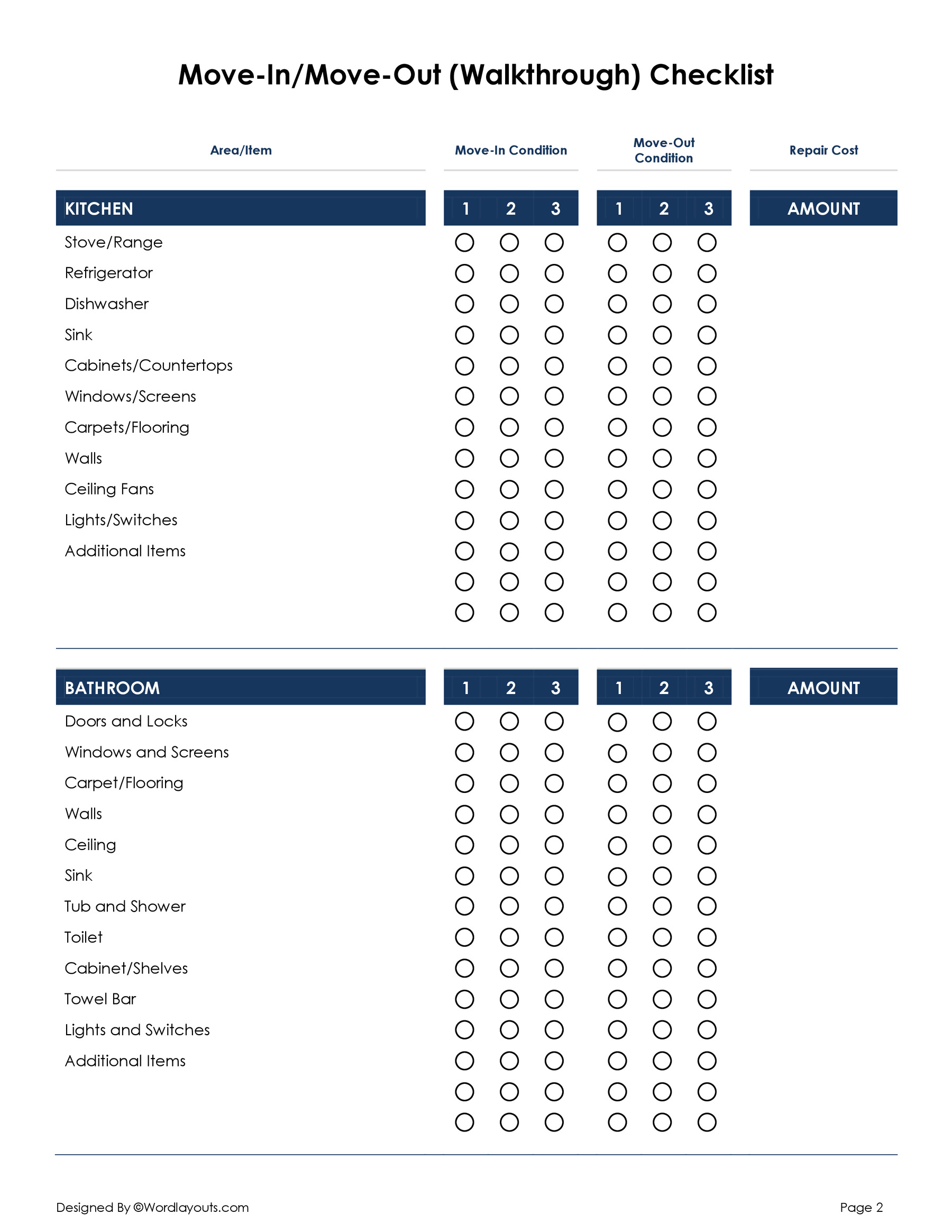 free-move-in-move-out-checklists-landlord-tenant-wordlayouts for Free Printable Rental Inspection Checklist Form Free Move-in / Move-out Checklists - Landlord - Tenant - WordLayouts for Free Printable Rental Inspection Checklist Form
