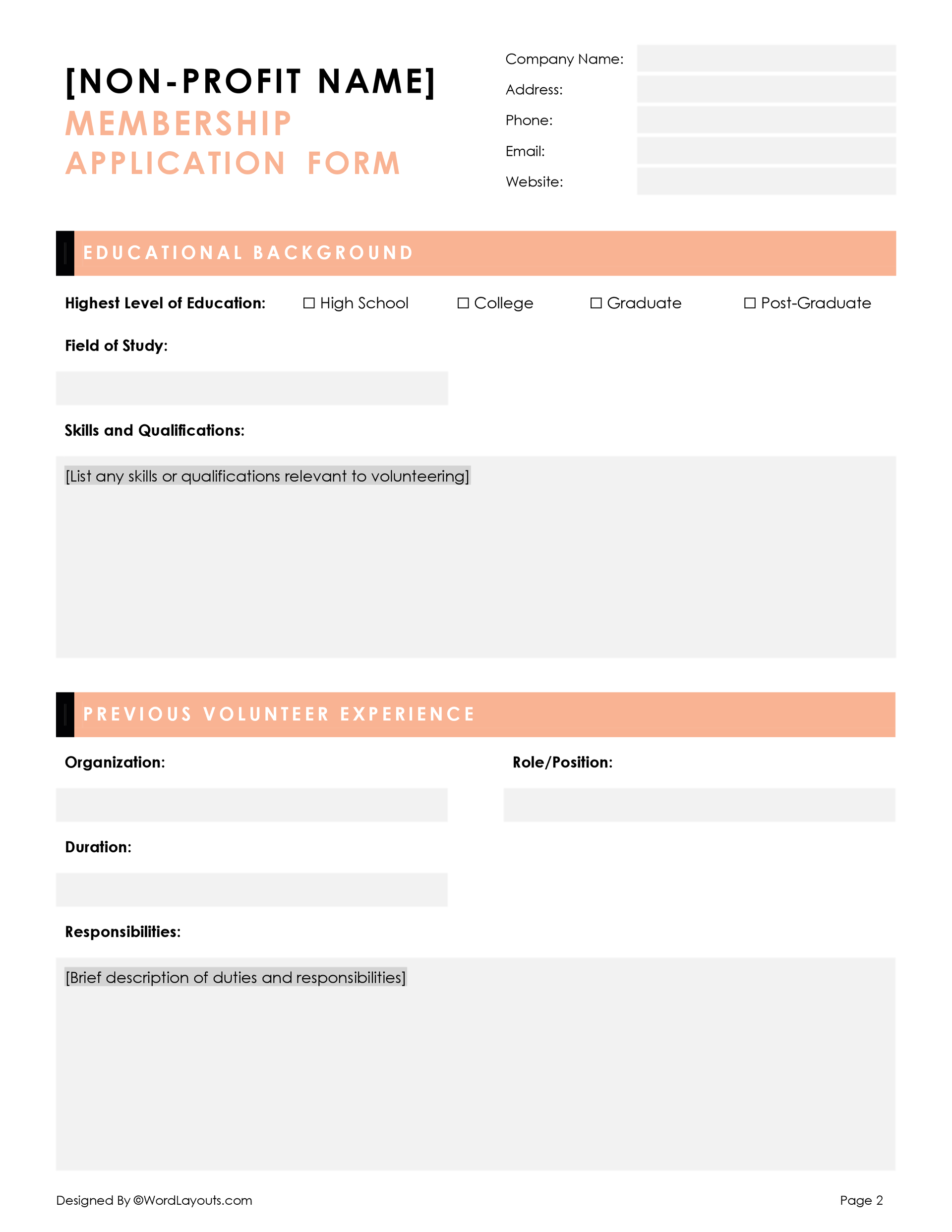 Free Membership Application Form Templates (6 Types) WordLayouts Free Membership Application Form Templates (6 Types) WordLayouts