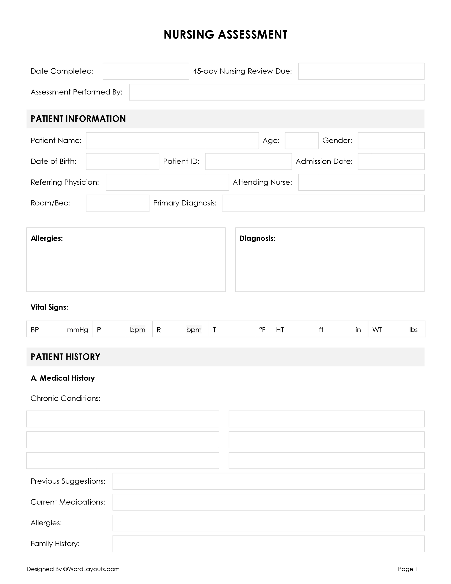 Free Nursing Assessment Form Template - WordLayouts free-nursing-assessment-form-template-wordlayouts