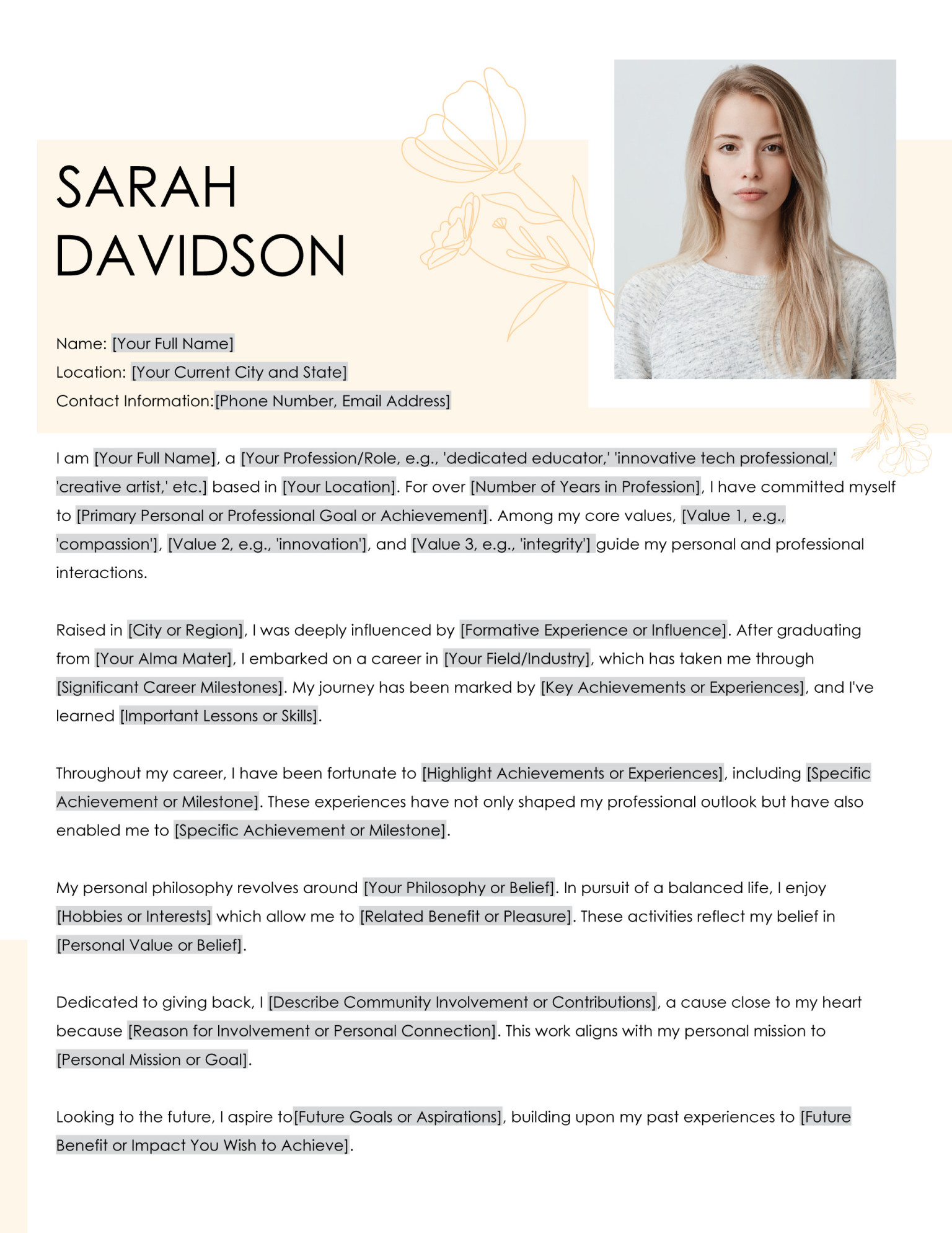 8 Free Biography Templates for Professionals - WordLayouts