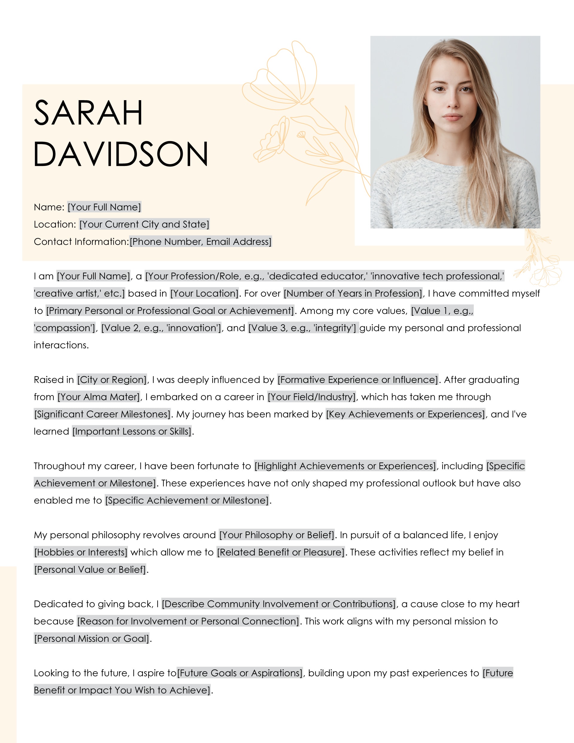 8 Free Biography Templates for Professionals - WordLayouts