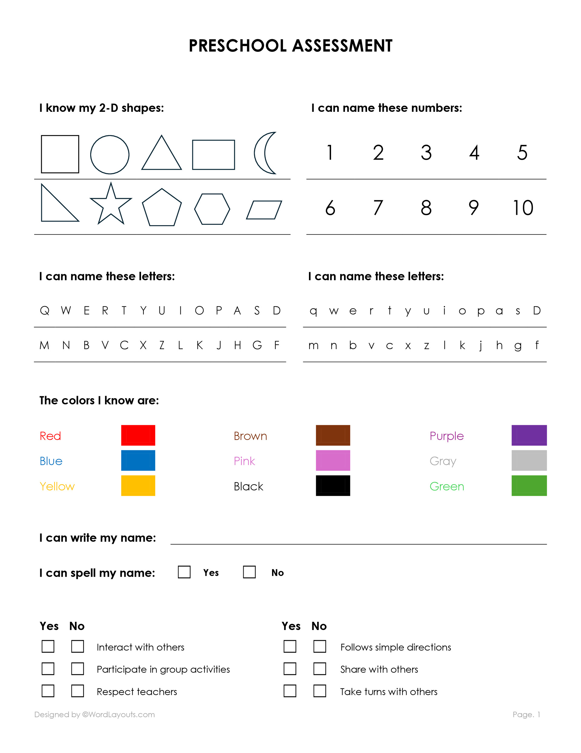 Free Pre-School Assessment Templates - WordLayouts free-pre-school-assessment-templates-wordlayouts