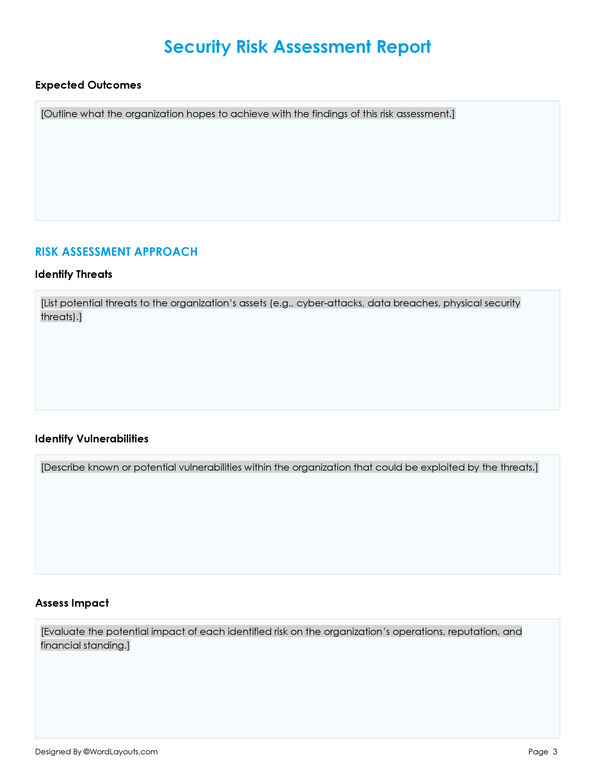 Free Security Risk Assessment Template - WordLayouts
