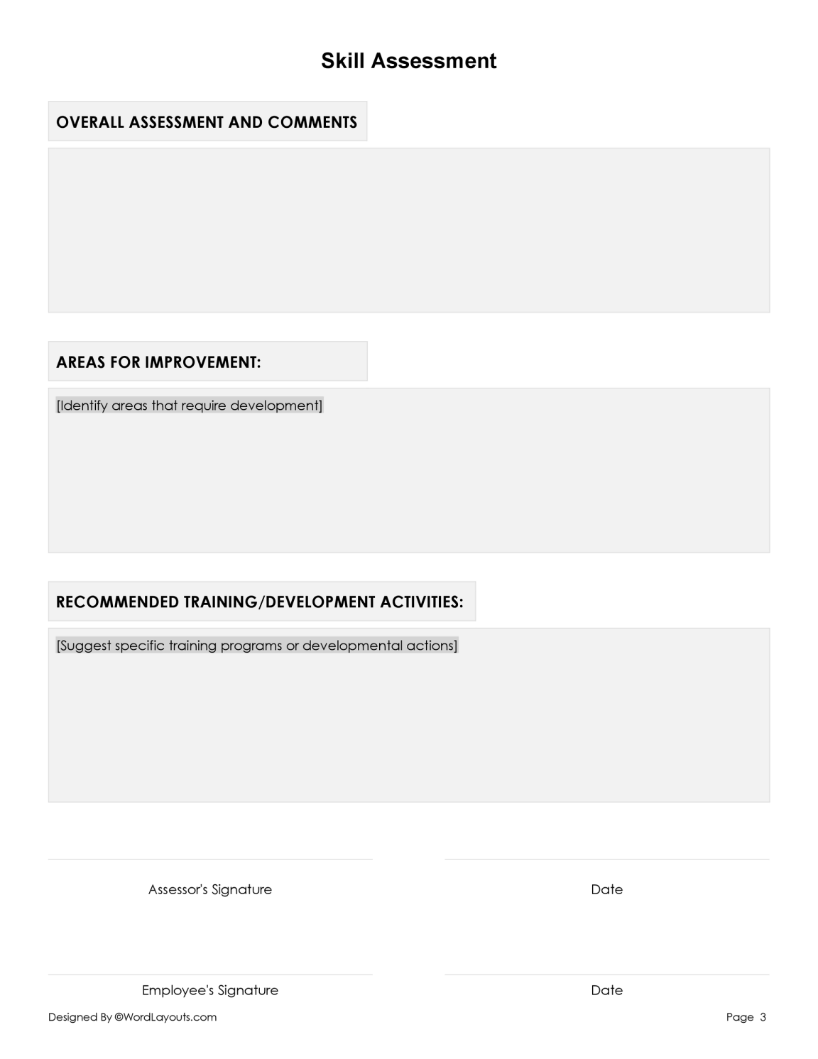 Free Skills Assessment Form Template - WordLayouts