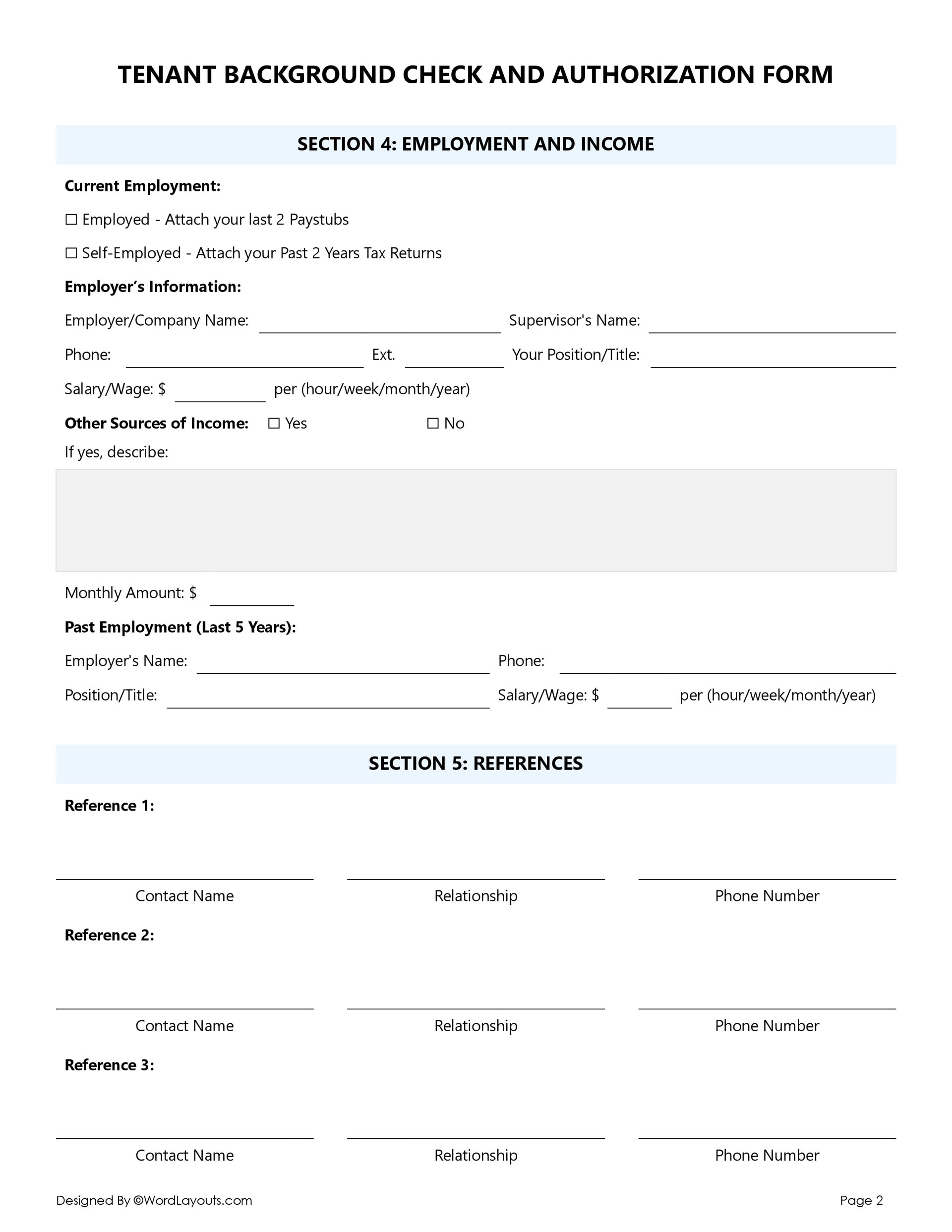 Free Tenant Background Check Form <a href=