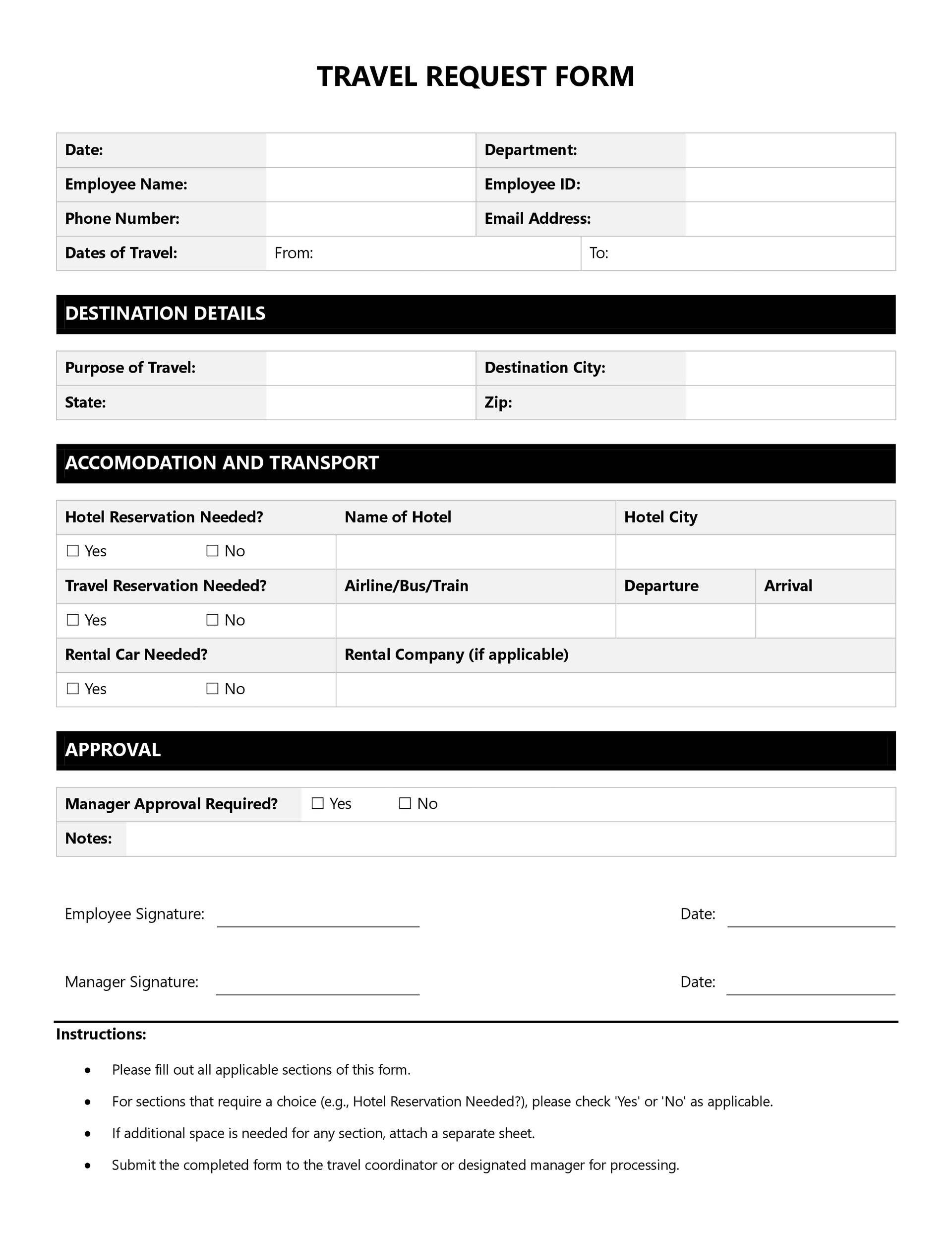Approval Request Form Template Page 3 | Free Request Form Templates To